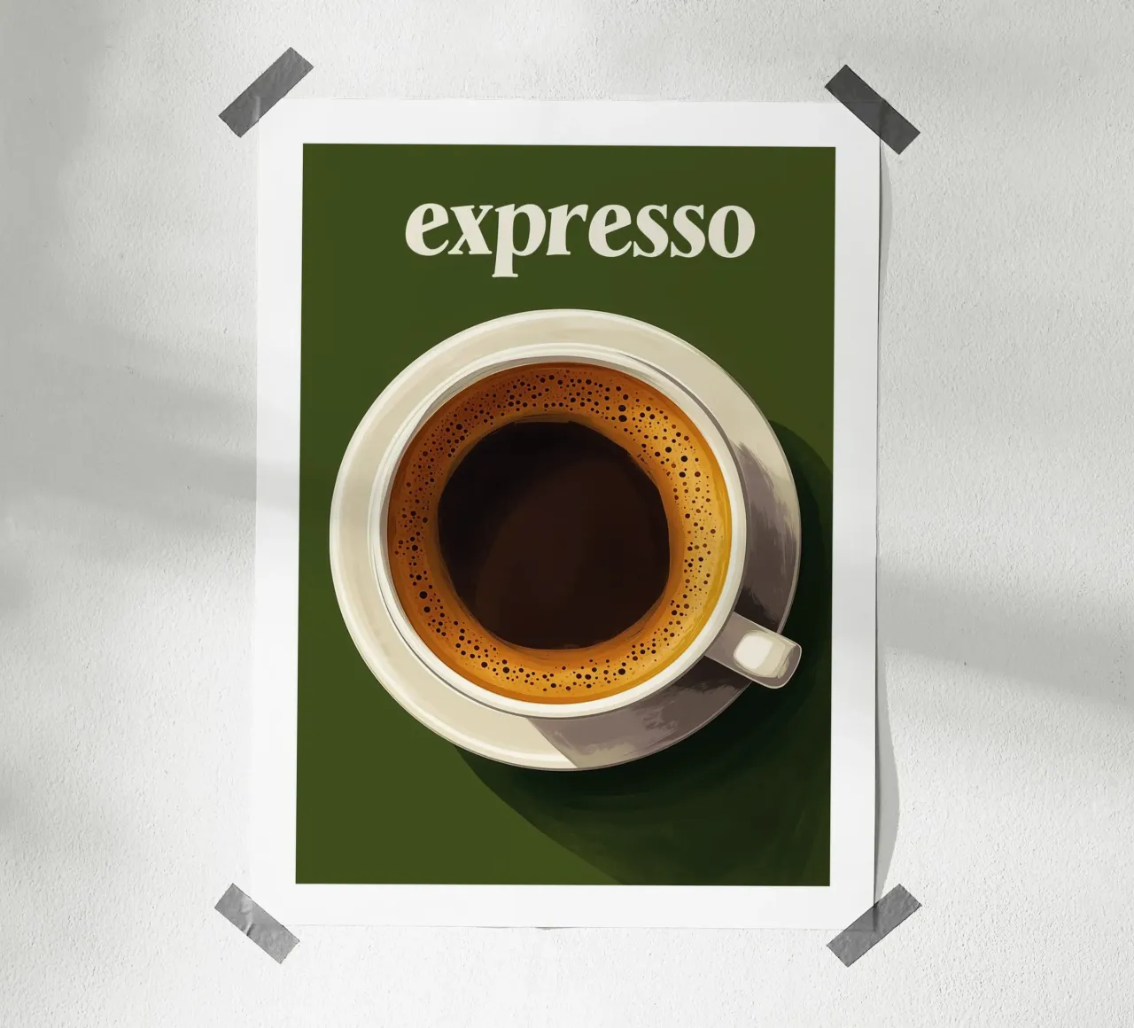 Espresso coffee on a khaki green background hahnemühle by Spice & Style