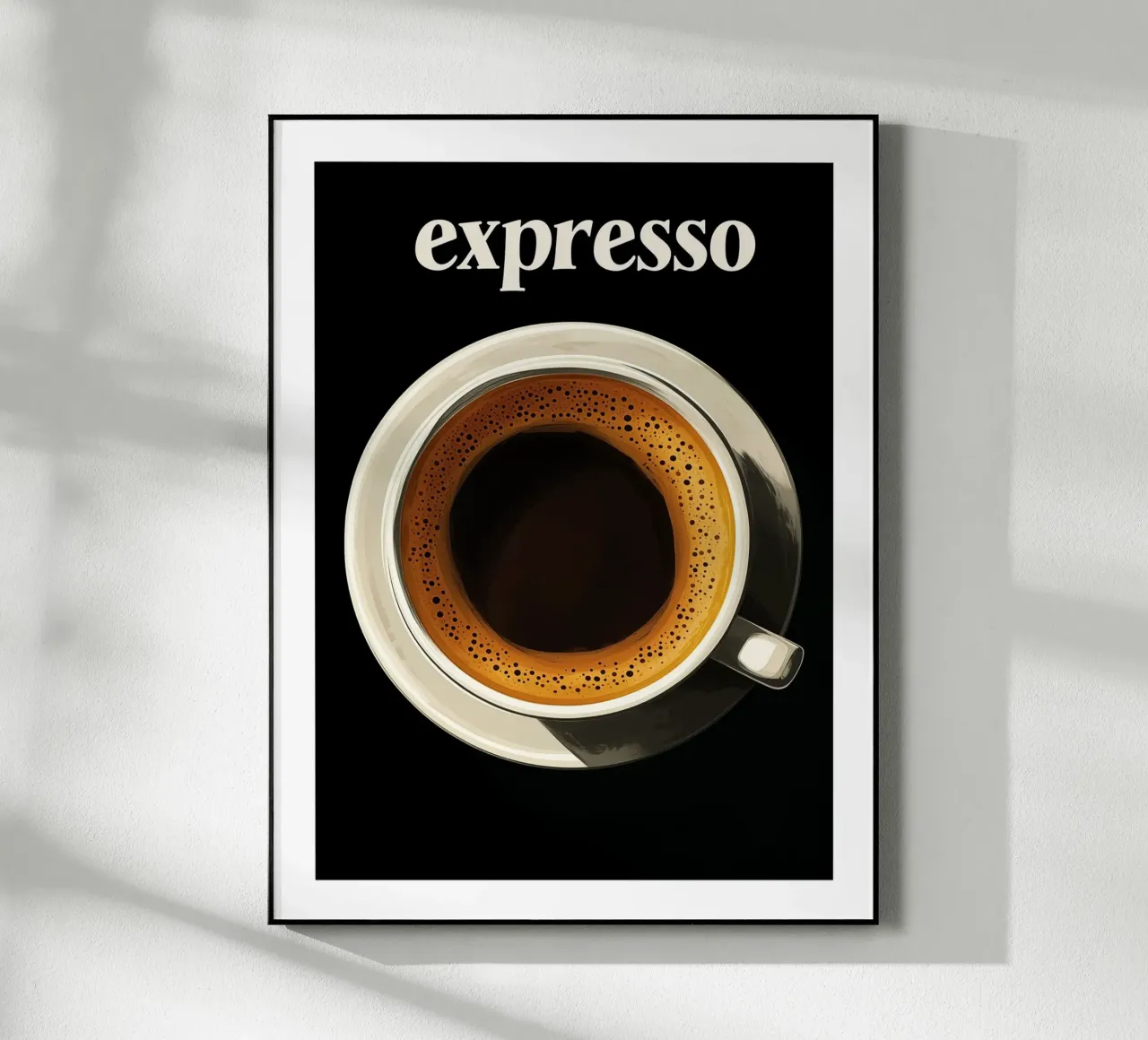 Caffè espresso su sfondo nero plexiglass da Spice & Style