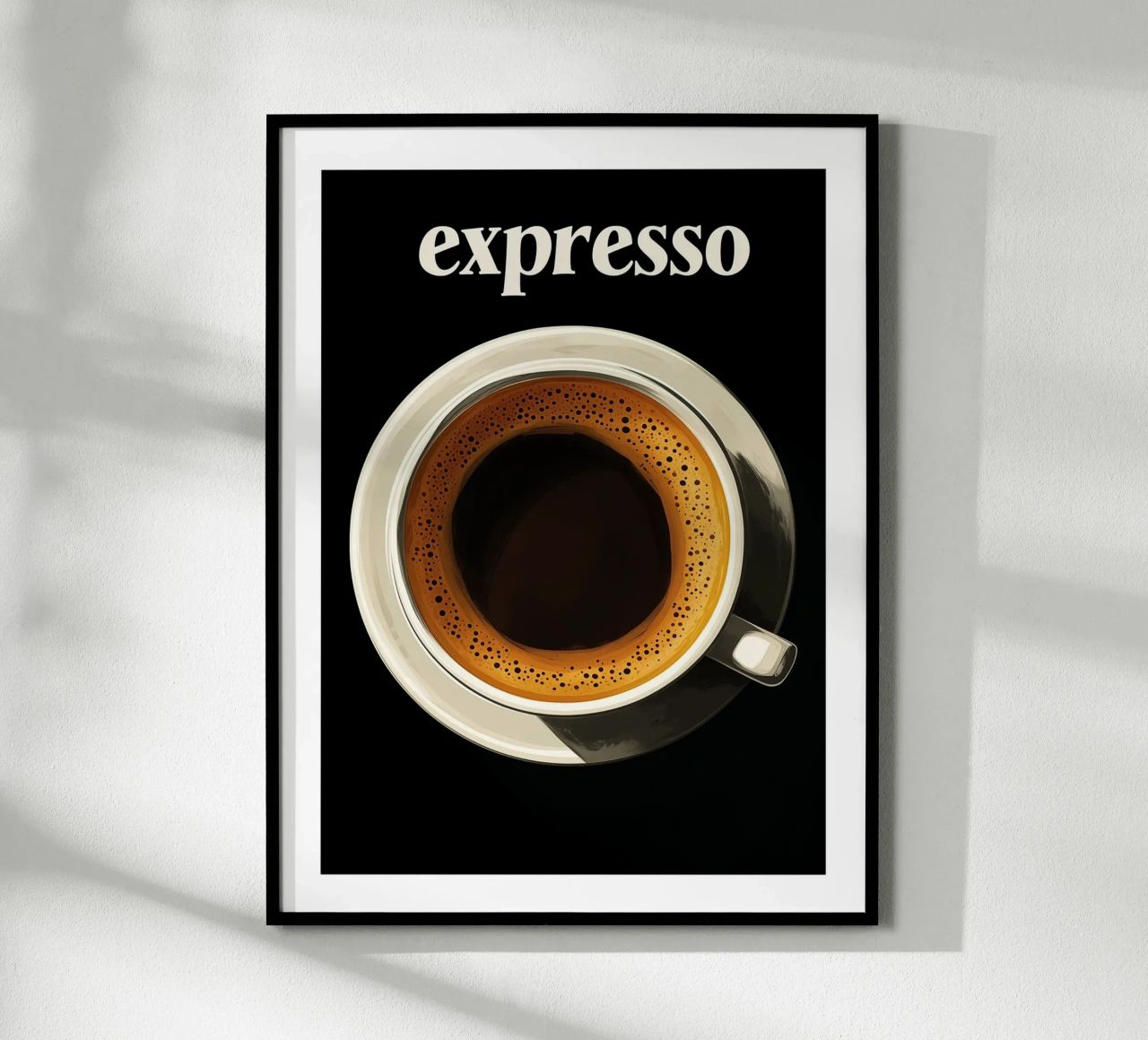 Espressokaffee auf schwarzem Hintergrund Poster von Spice & Style