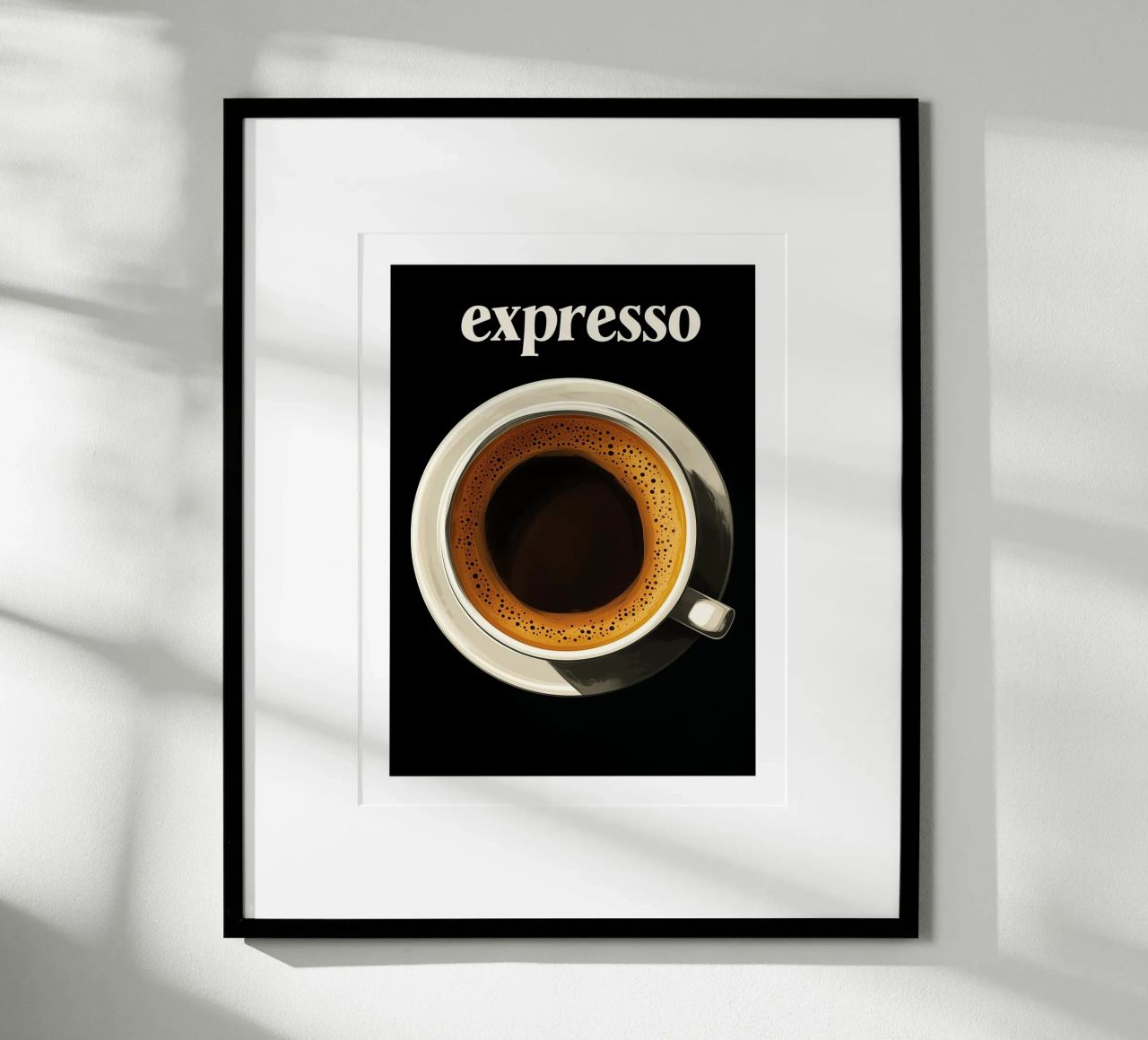 Espressokaffee auf schwarzem Hintergrund Poster von Spice & Style