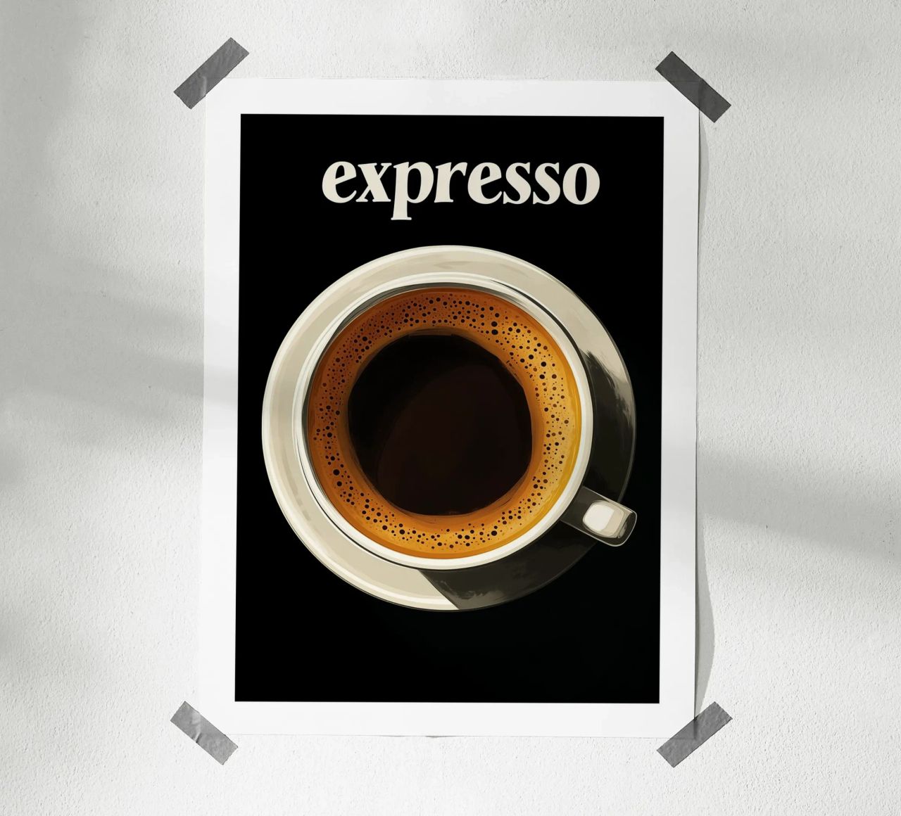 Espressokaffee auf schwarzem Hintergrund Poster von Spice & Style