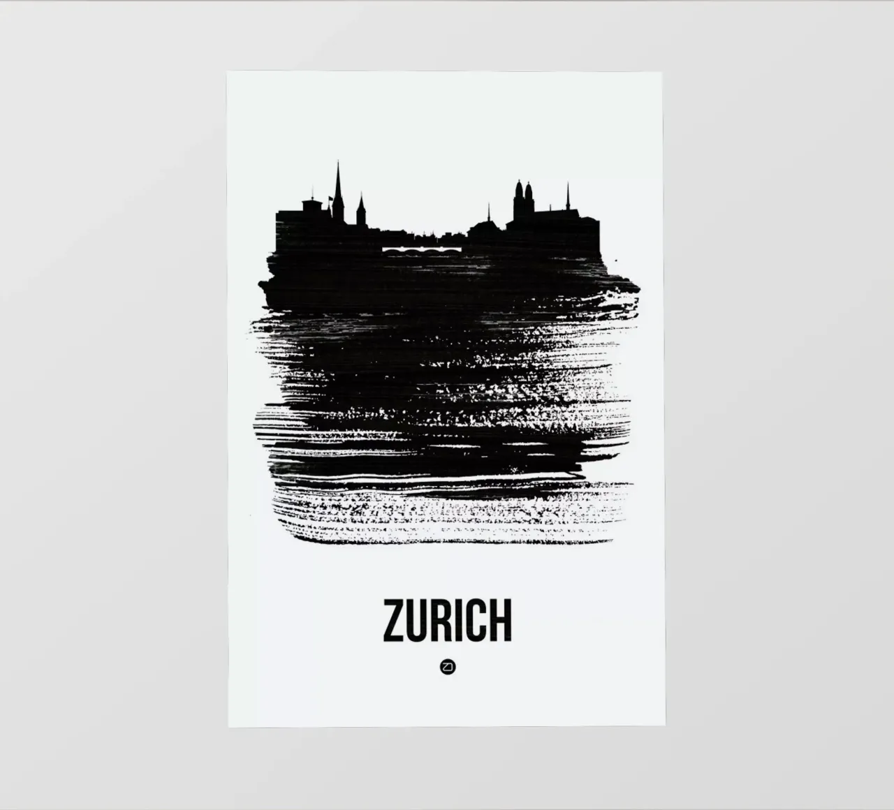 Zurich Skyline Brush Stroke pellicola backlit da Naxart