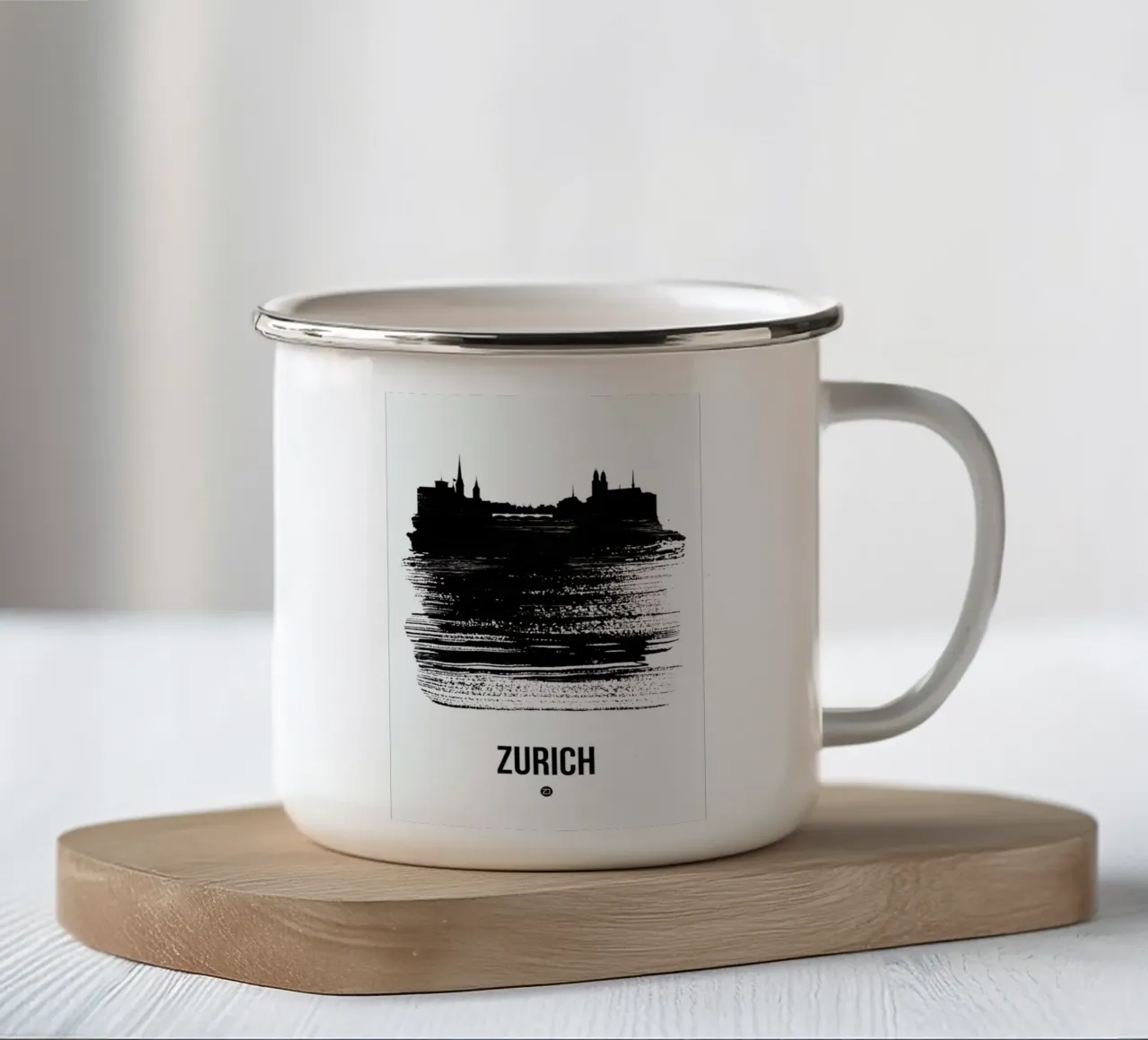 Zurich Skyline Brush Stroke taza de esmalte de Naxart