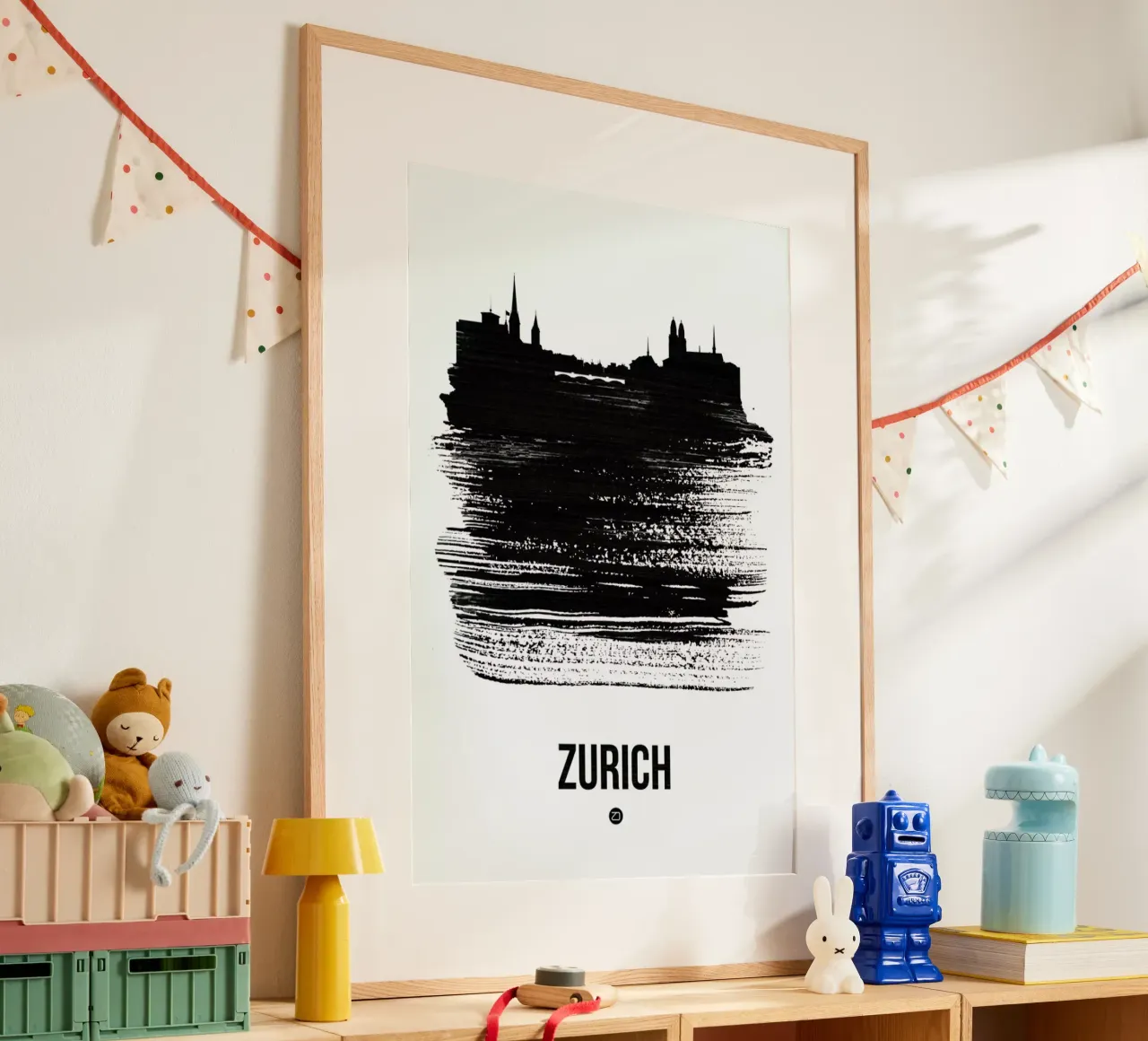 Zurich Skyline Brush Stroke carta hahnemühle da Naxart