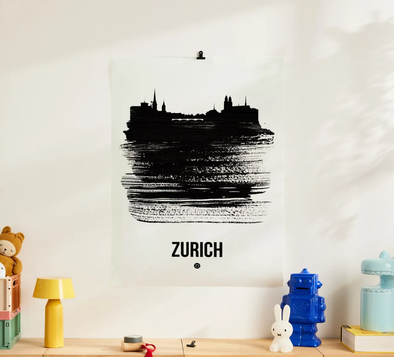 Zurich Skyline Brush Stroke carta hahnemühle da Naxart