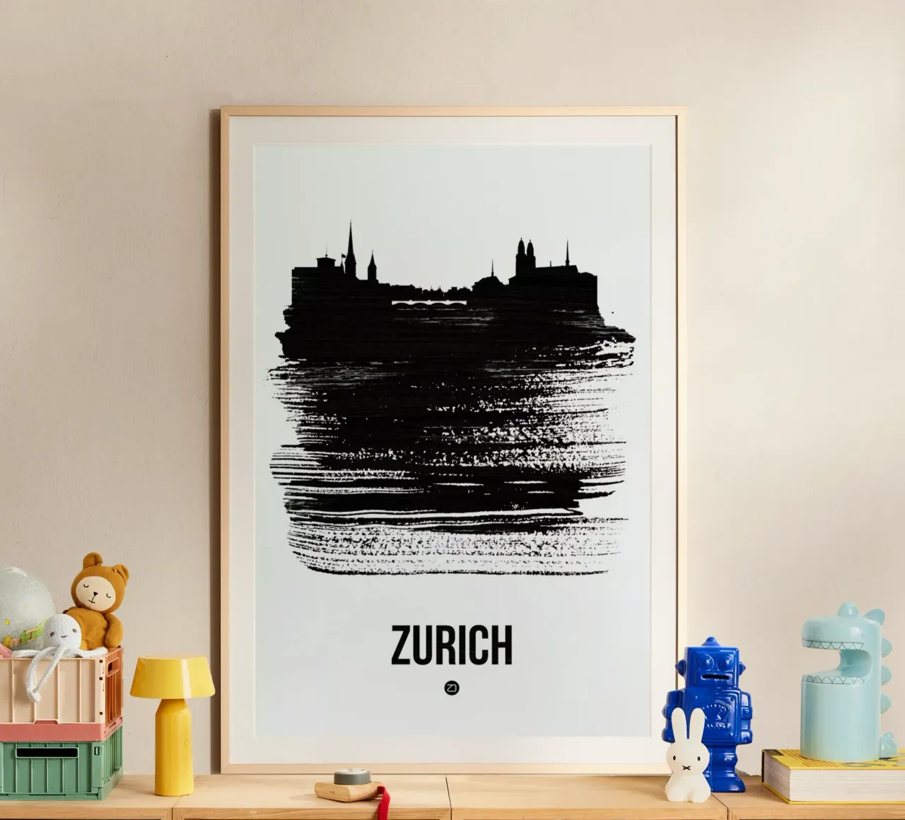 Zurich Skyline Brush Stroke carta hahnemühle da Naxart