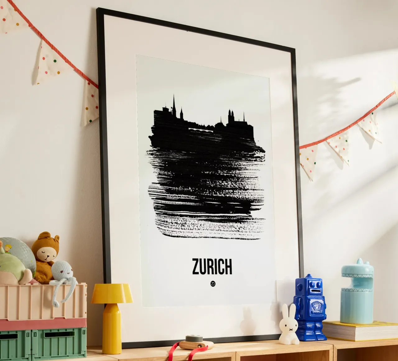 Zurich Skyline Brush Stroke carta hahnemühle da Naxart