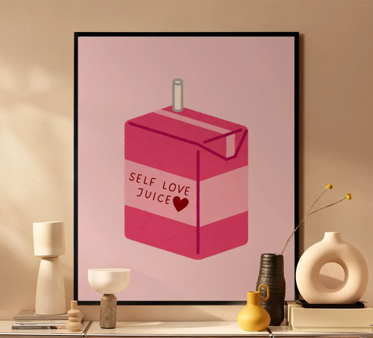 Selflove Juice poster con telaio in legno da designsbysophia