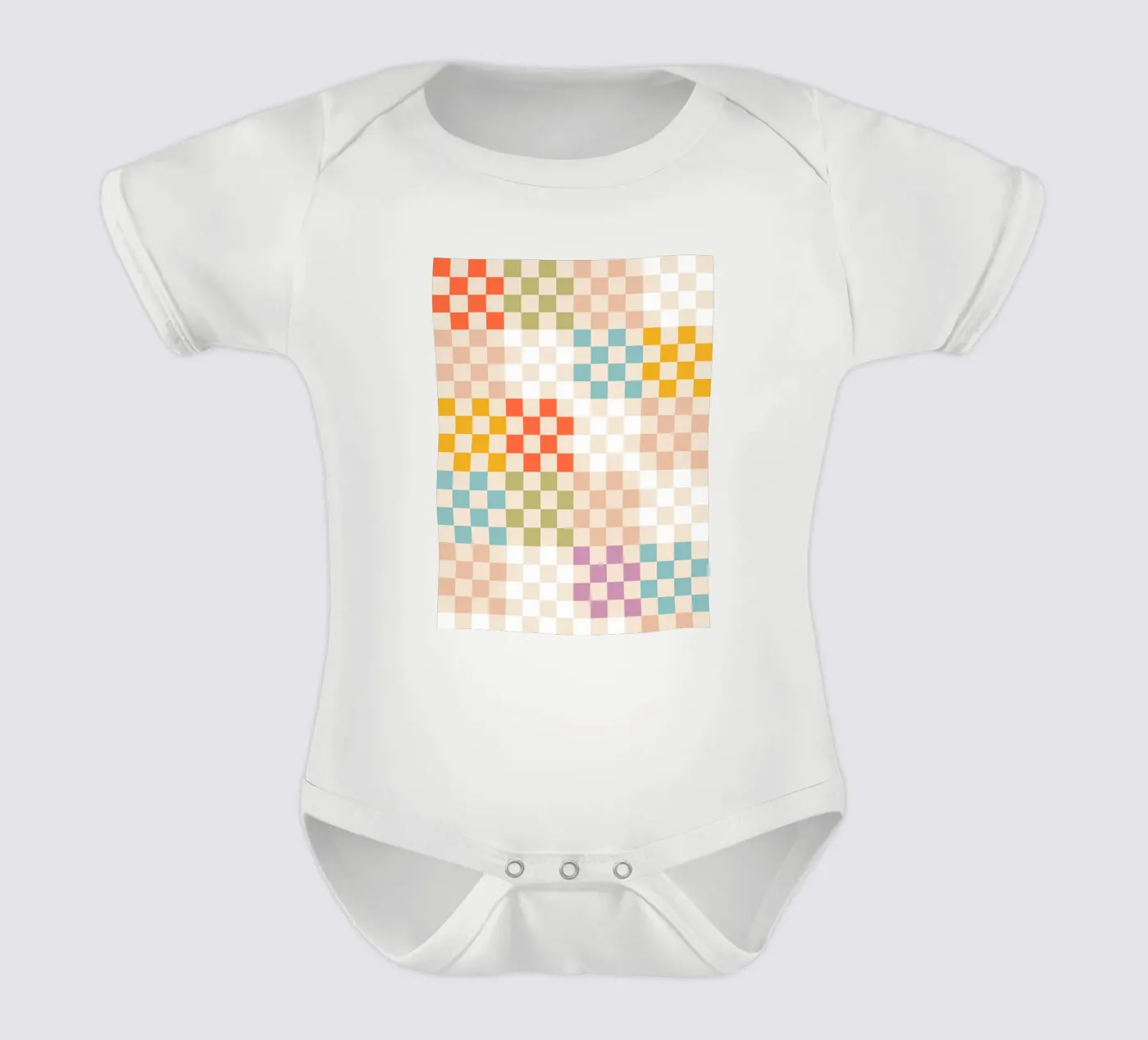 Retro Summer Check Patchwork Pattern babyrompertje korte mouwen van Dominique Vari Abstract
