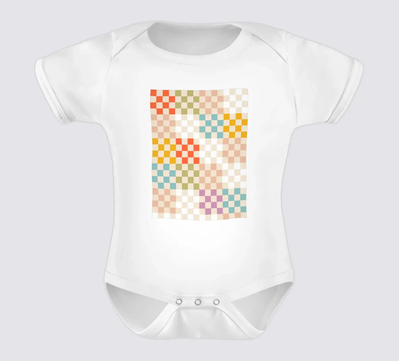 Retro Summer Check Patchwork Pattern babyrompertje korte mouwen van Dominique Vari Abstract
