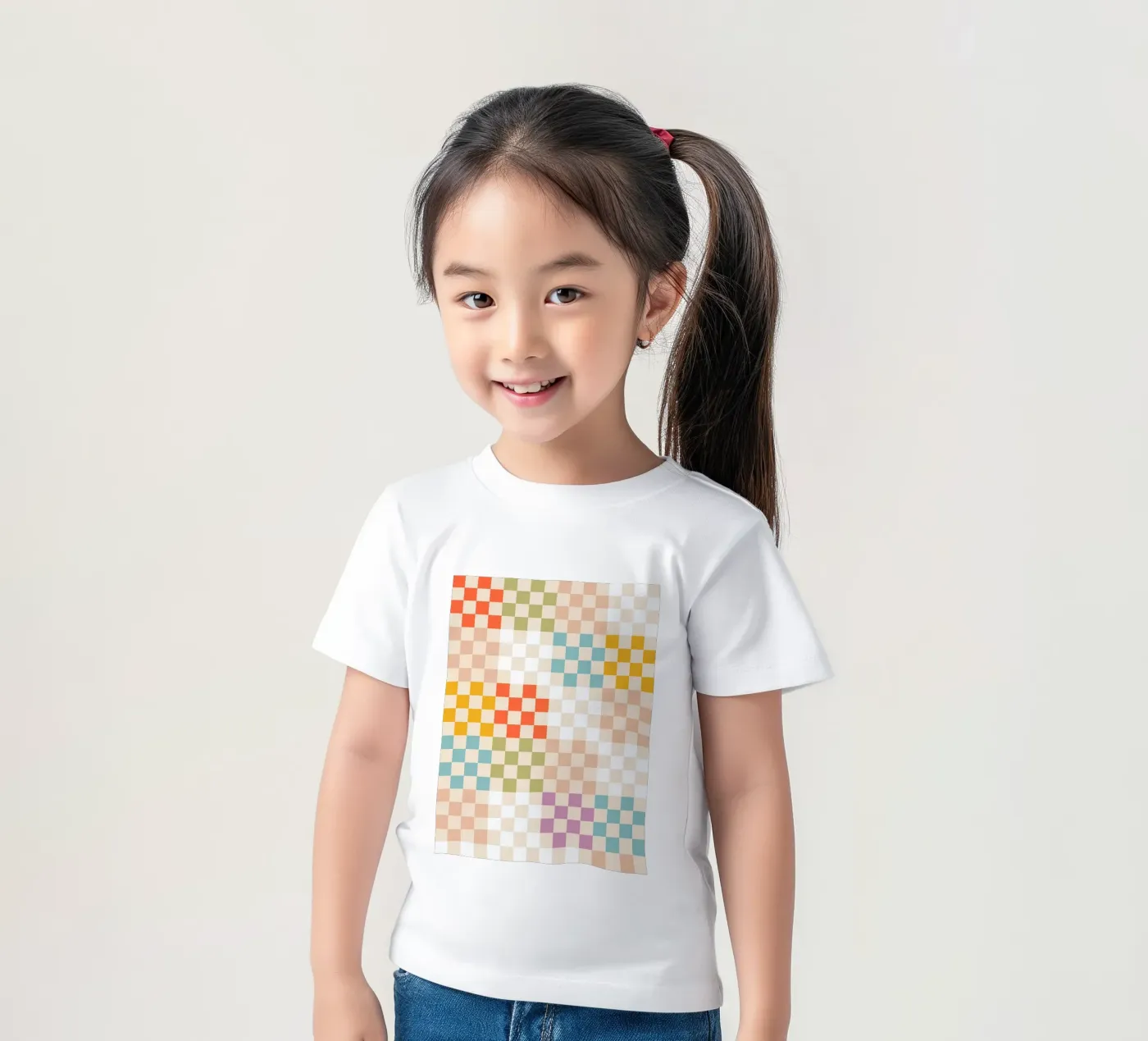 Retro Summer Check Patchwork Pattern Kinder T-Shirt von Dominique Vari Abstract