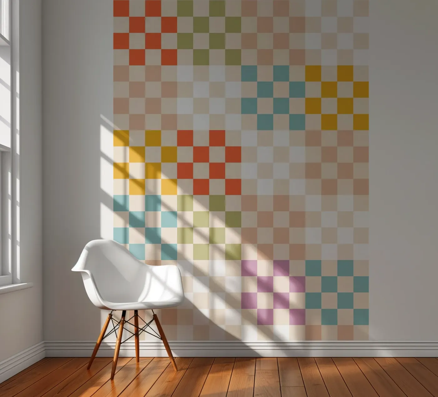 Retro Summer Check Patchwork Pattern fotobehang van Dominique Vari Abstract