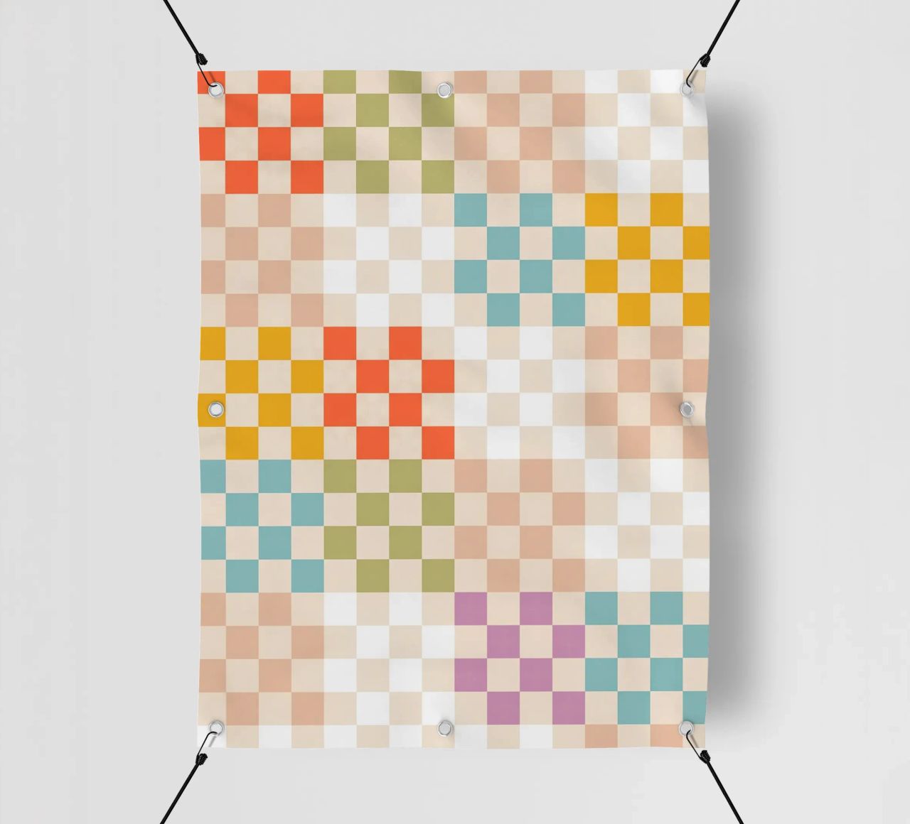 Motivo patchwork a quadri estivi retrò telo in pvc da Dominique Vari Abstract