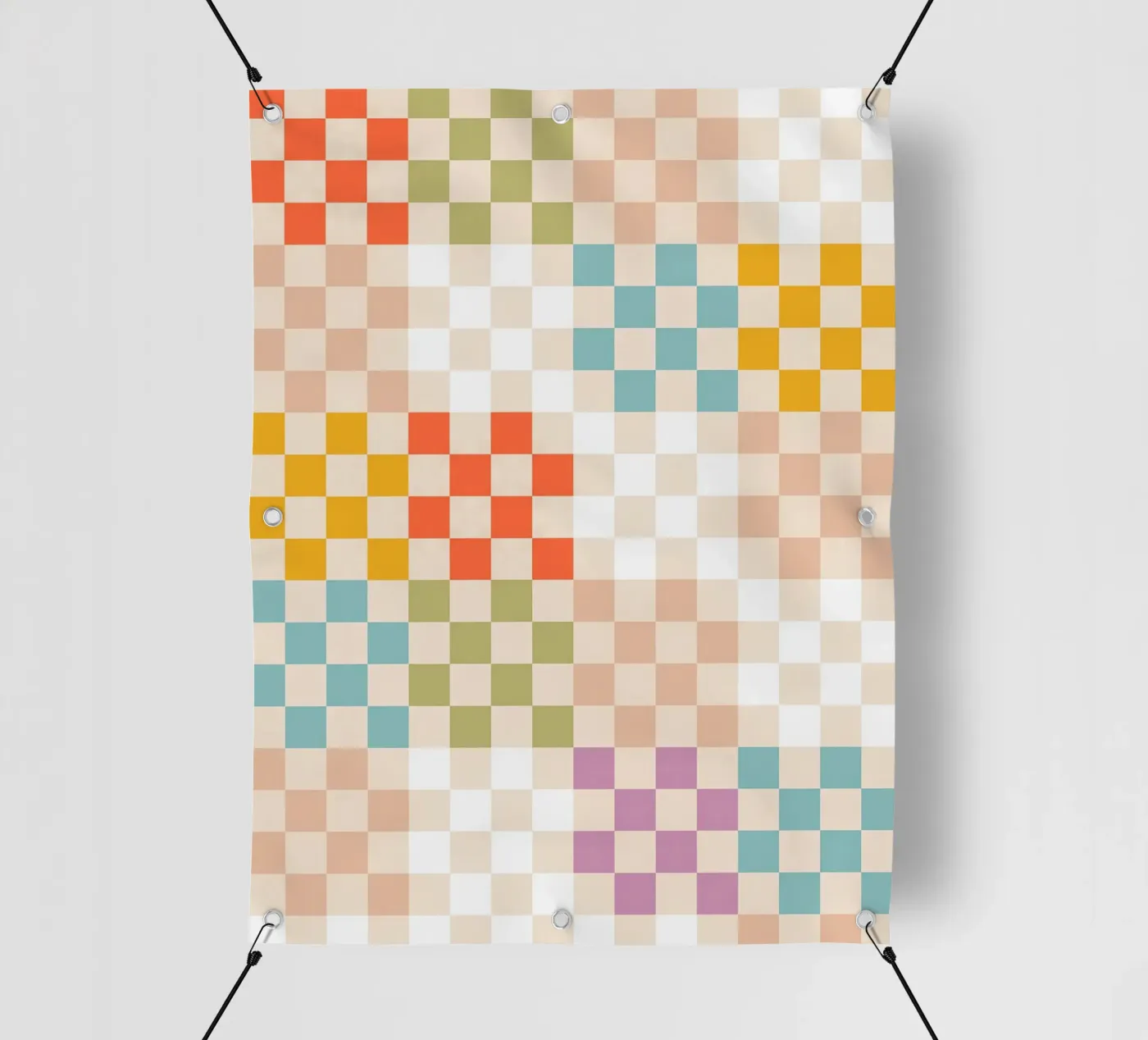 Motivo patchwork a quadri estivi retrò telo in pvc da Dominique Vari Abstract