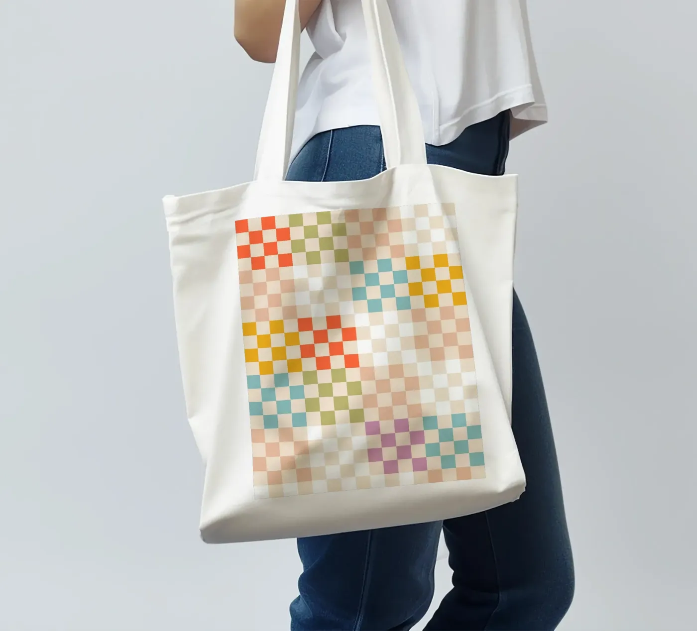 Retro Summer Check Patchwork Pattern borsa in juta da Dominique Vari Abstract