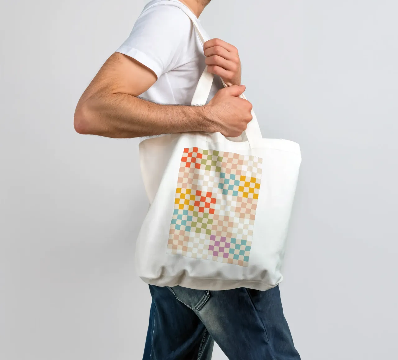 Retro Summer Check Patchwork Pattern tote bag de Dominique Vari Abstract
