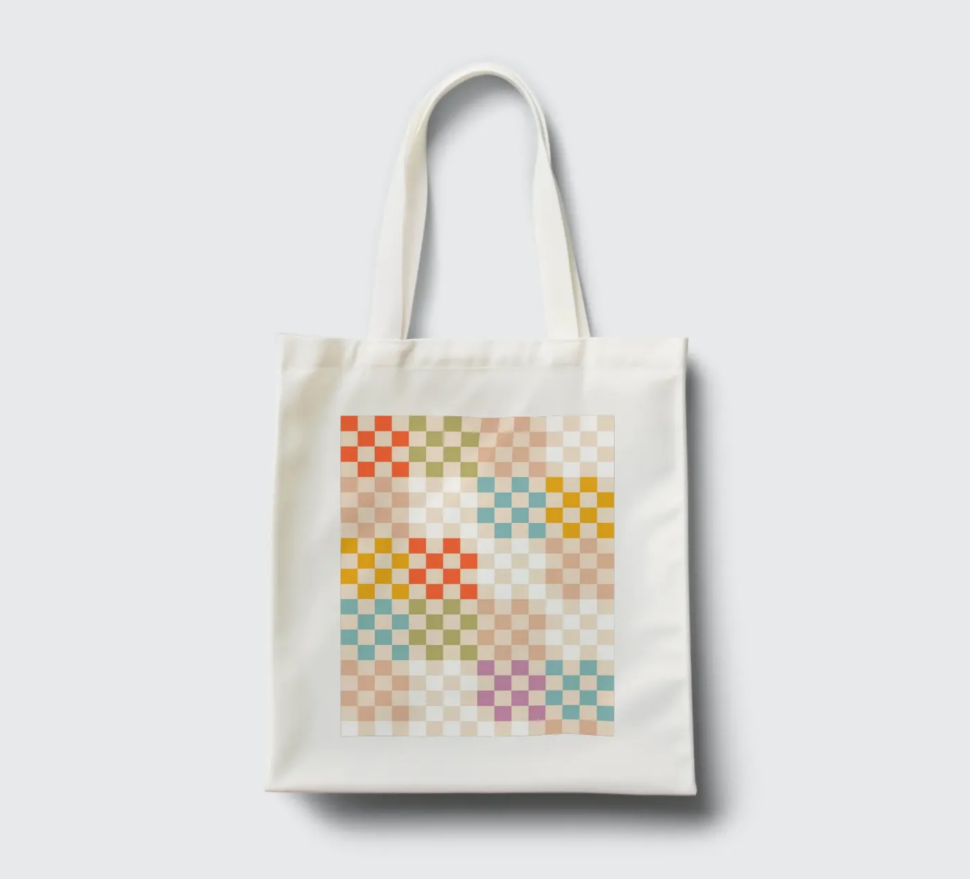 Retro Summer Check Patchwork Pattern Jutebeutel von Dominique Vari Abstract