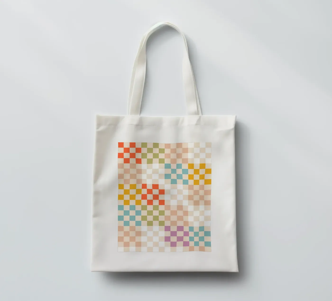 Retro Summer Check Patchwork Pattern Jutebeutel von Dominique Vari Abstract