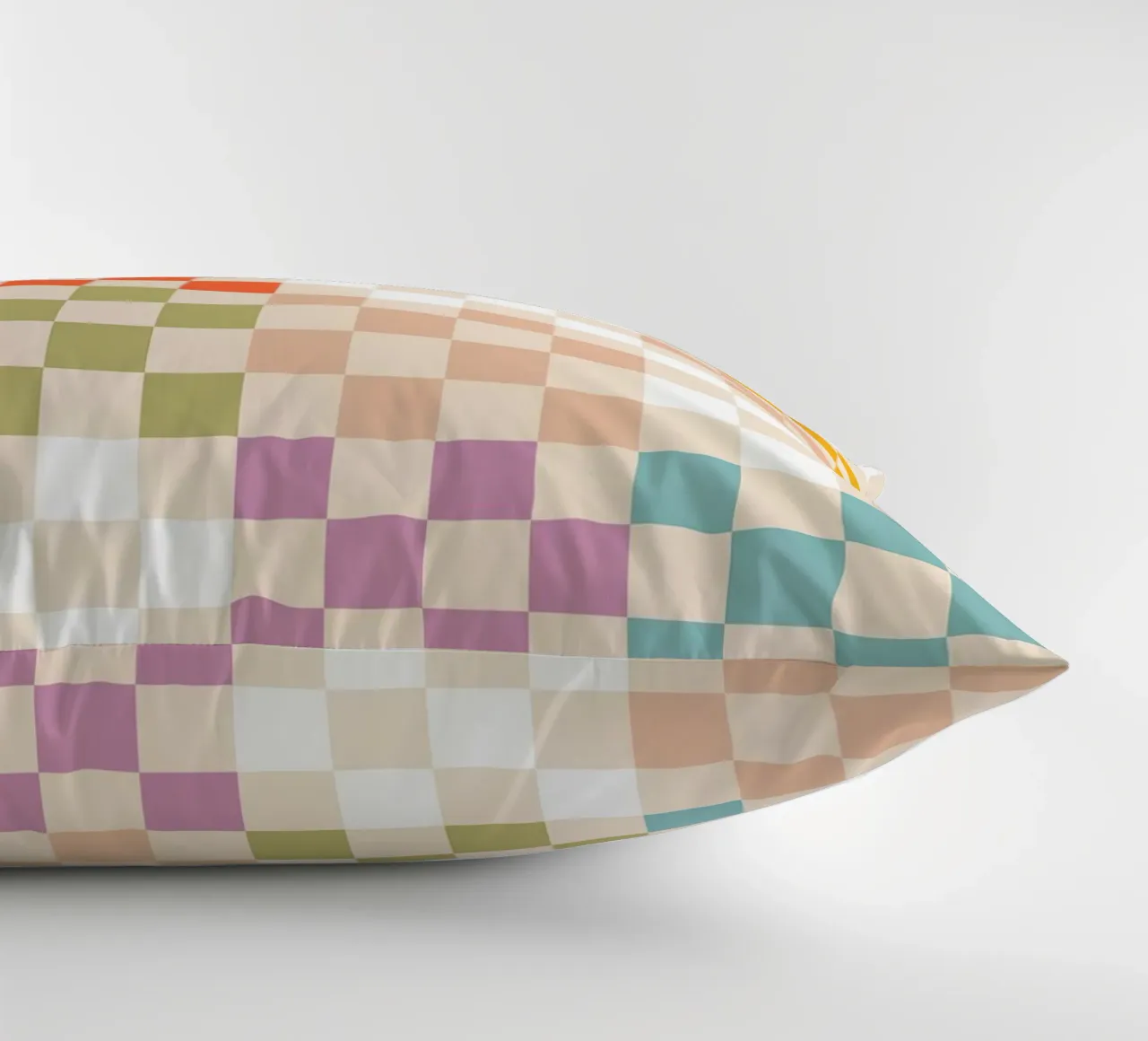 Retro Summer Check Patchwork Pattern decorative cushion by Dominique Vari Abstract