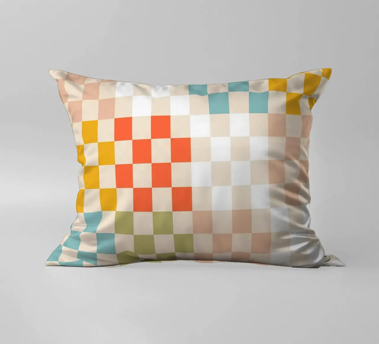 Retro Summer Check Patchwork Pattern decorative cushion by Dominique Vari Abstract