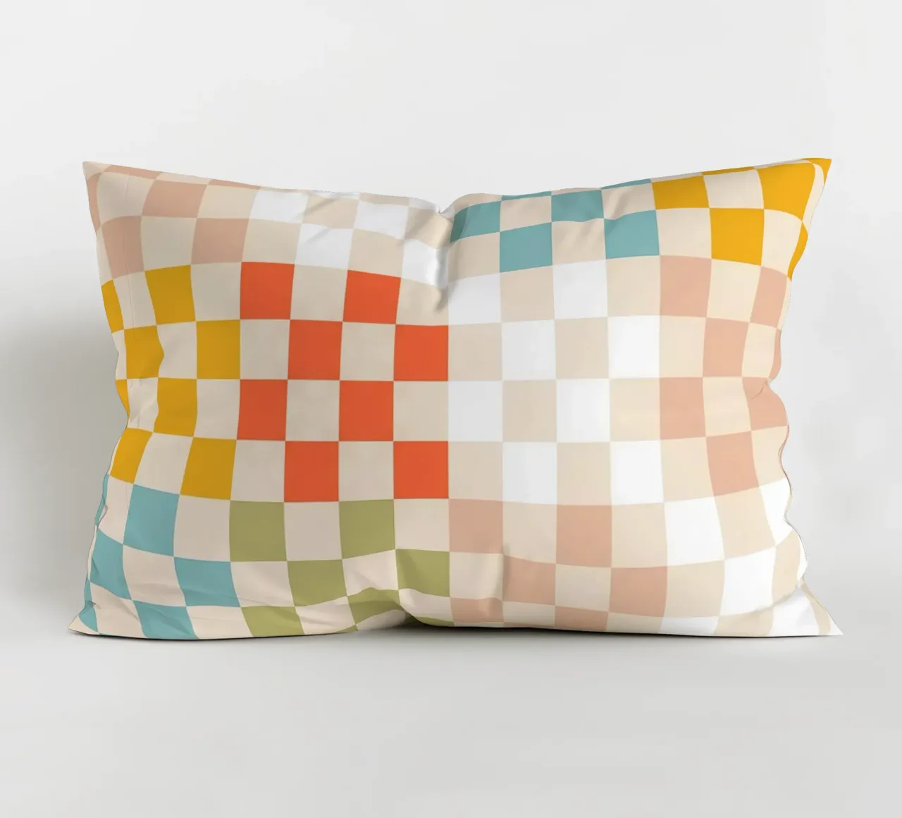 Retro Summer Check Patchwork Pattern decorative cushion by Dominique Vari Abstract