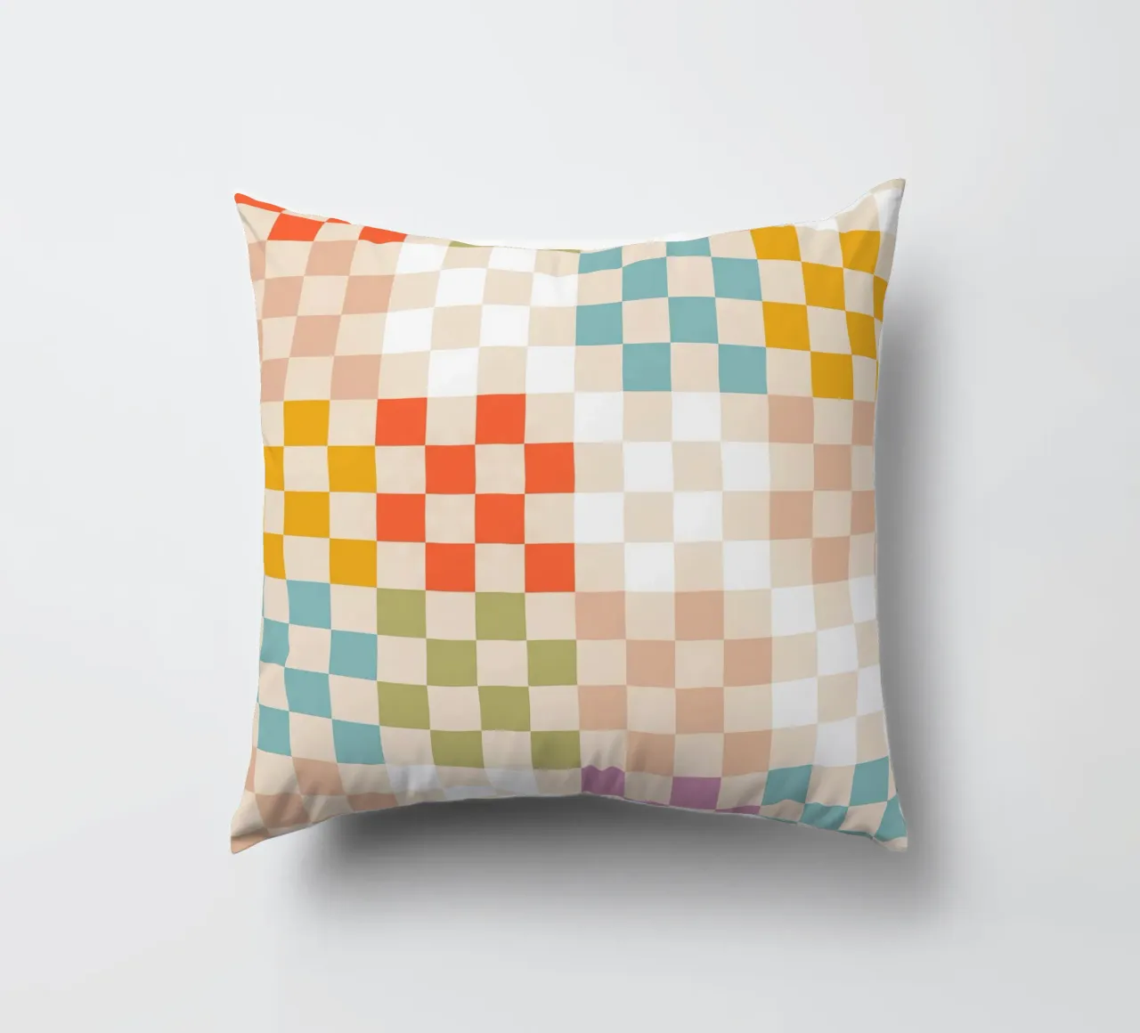 Retro Summer Check Patchwork Pattern decorative cushion by Dominique Vari Abstract