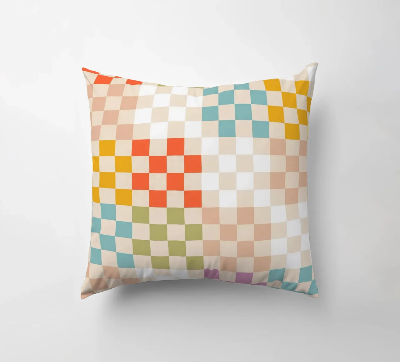 Retro Summer Check Patchwork Pattern decorative cushion by Dominique Vari Abstract