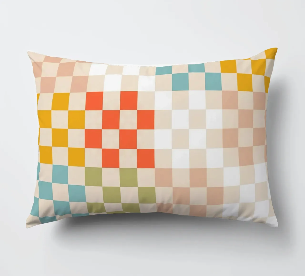 Retro Summer Check Patchwork Pattern decorative cushion by Dominique Vari Abstract