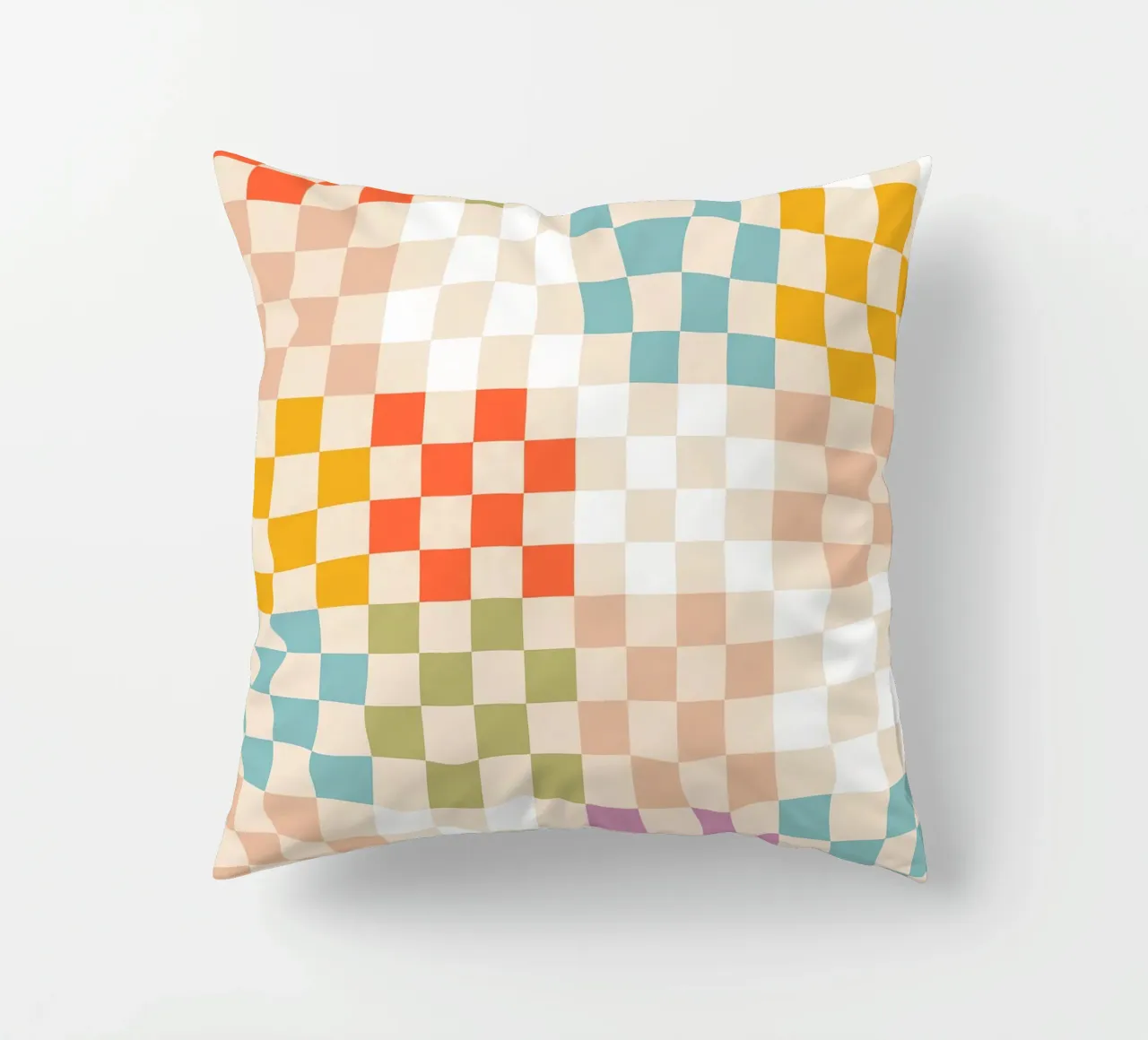Retro Summer Check Patchwork Pattern decorative cushion by Dominique Vari Abstract