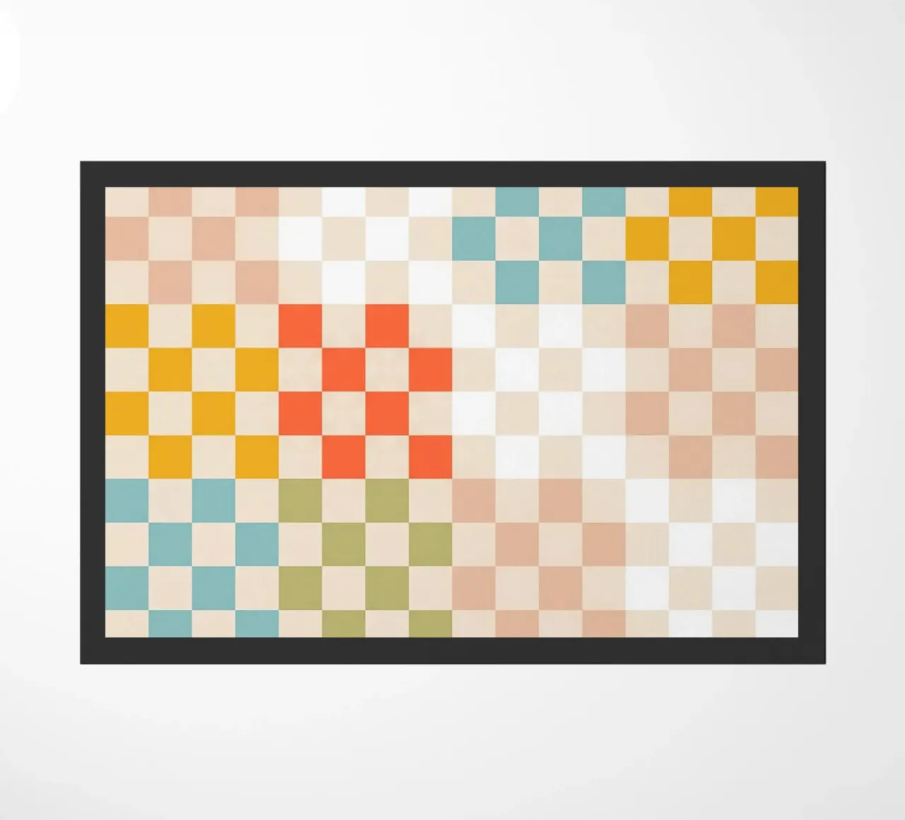 Retro Summer Check Patchwork Pattern doormat by Dominique Vari Abstract
