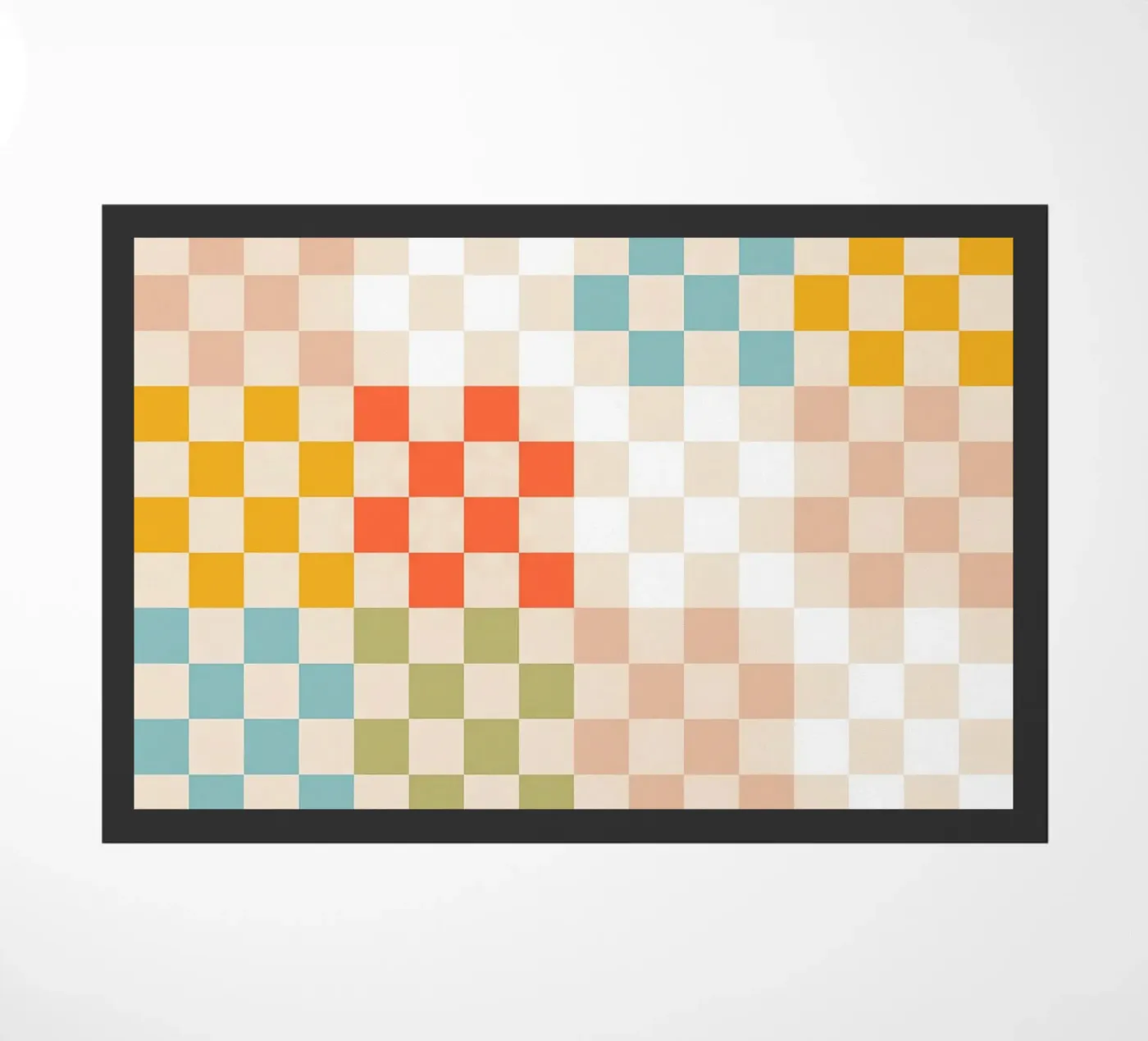 Retro Summer Check Patchwork Pattern Fußmatte von Dominique Vari Abstract