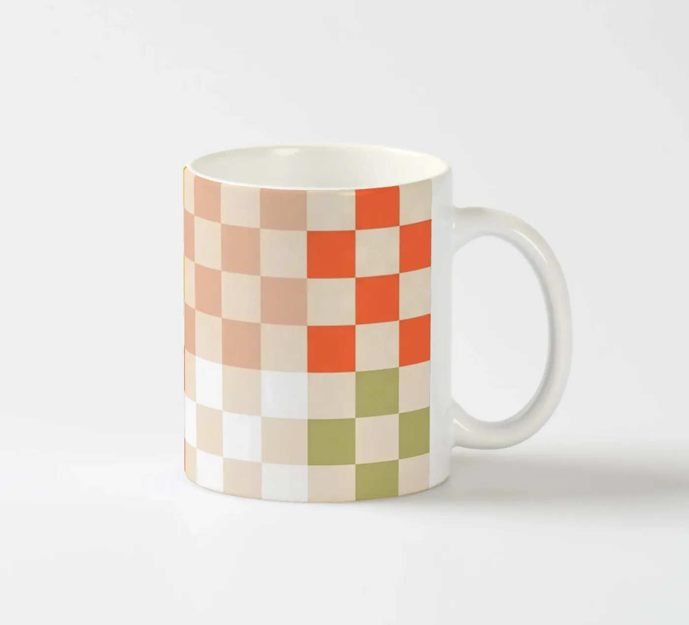 Retro Summer Check Patchwork Pattern ceramic mug by Dominique Vari Abstract
