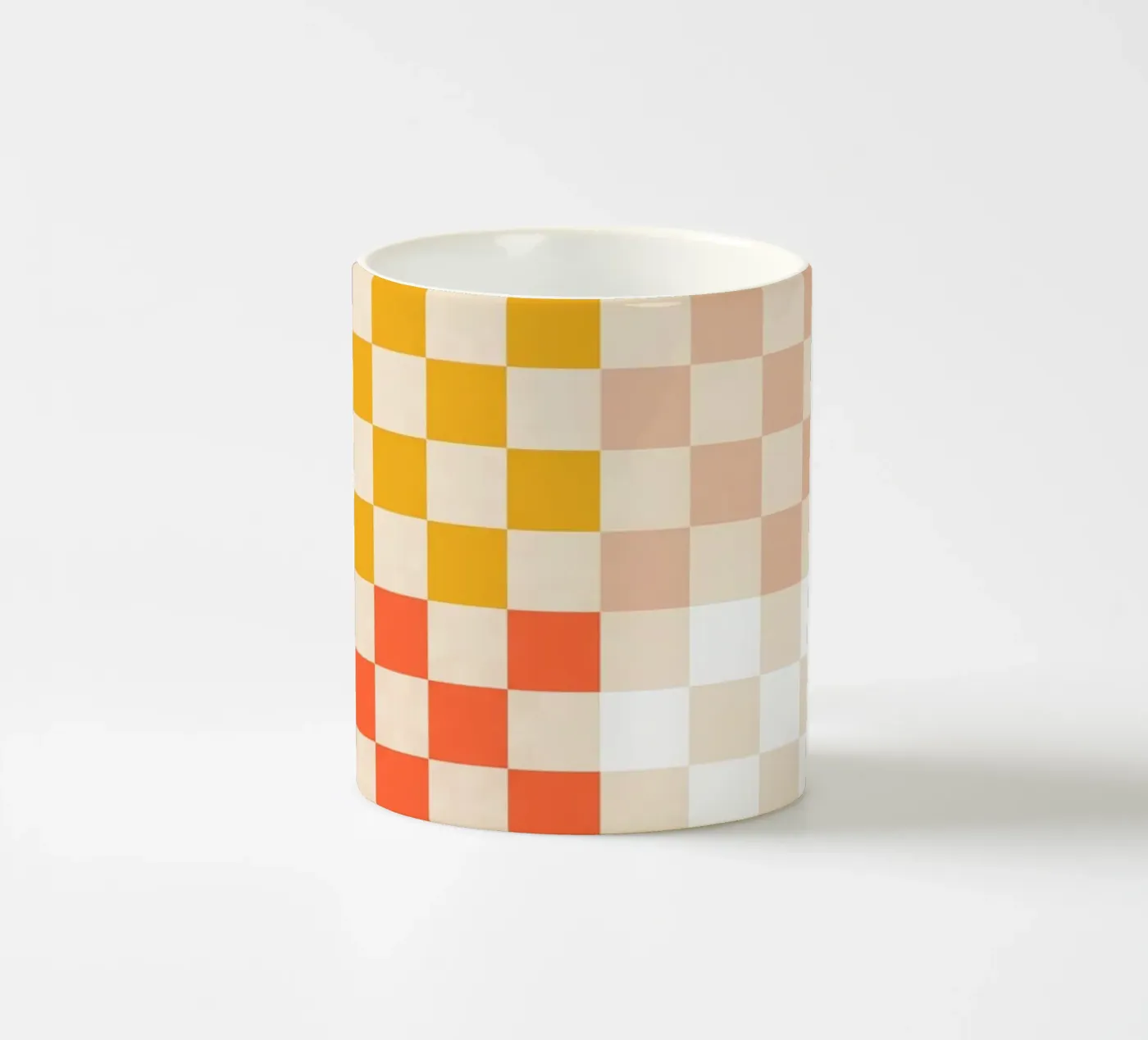 Retro Summer Check Patchwork Pattern ceramic mug by Dominique Vari Abstract