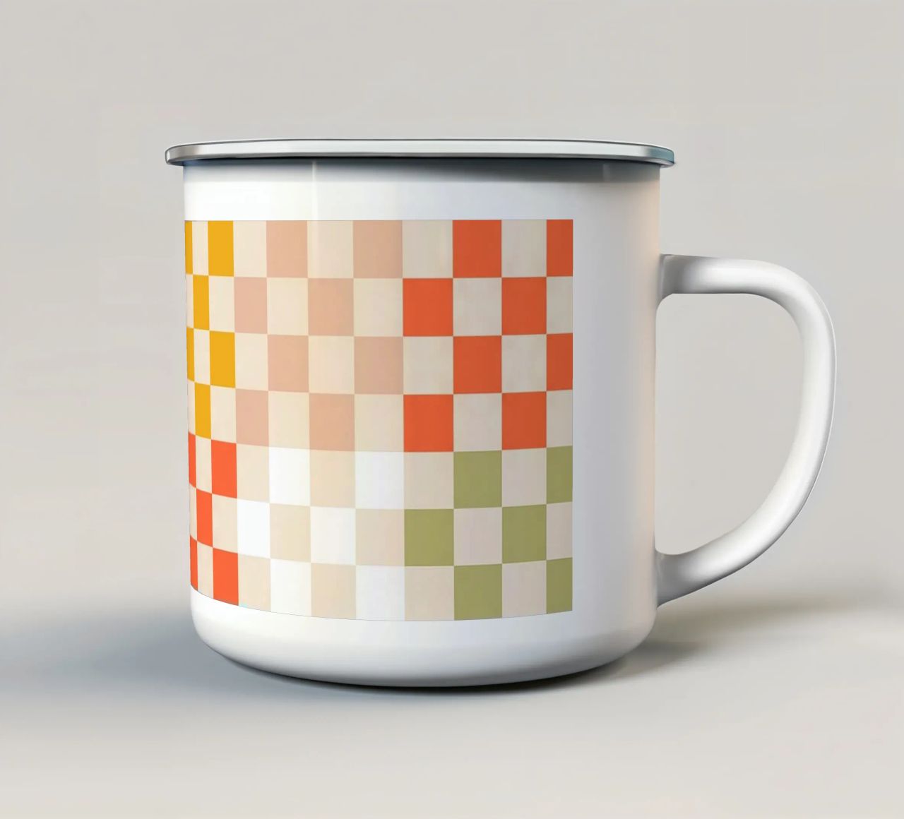 Retro Summer Check Patchwork Pattern enamel mug by Dominique Vari Abstract