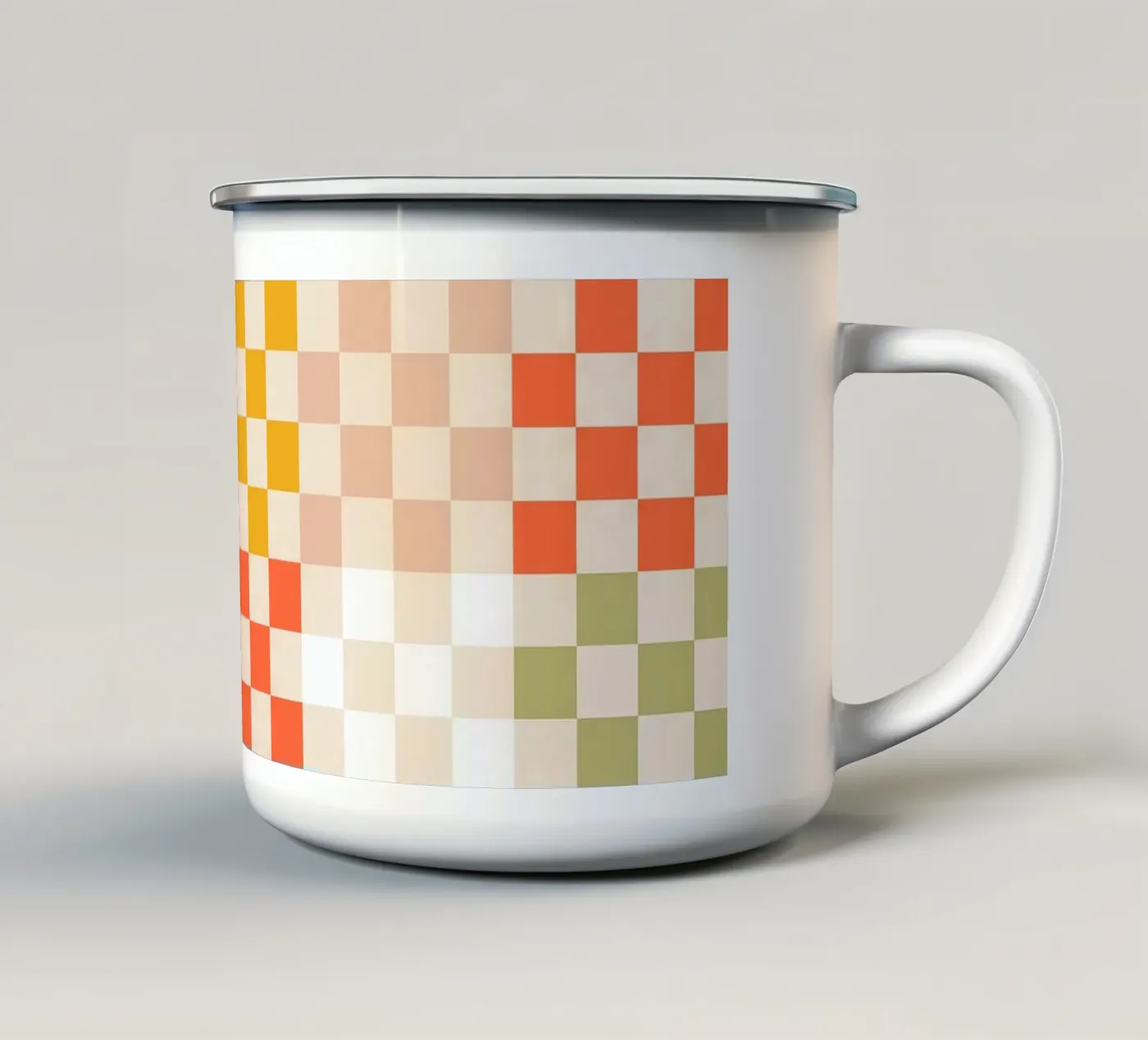 Retro Summer Check Patchwork Pattern tazza in smalto da Dominique Vari Abstract