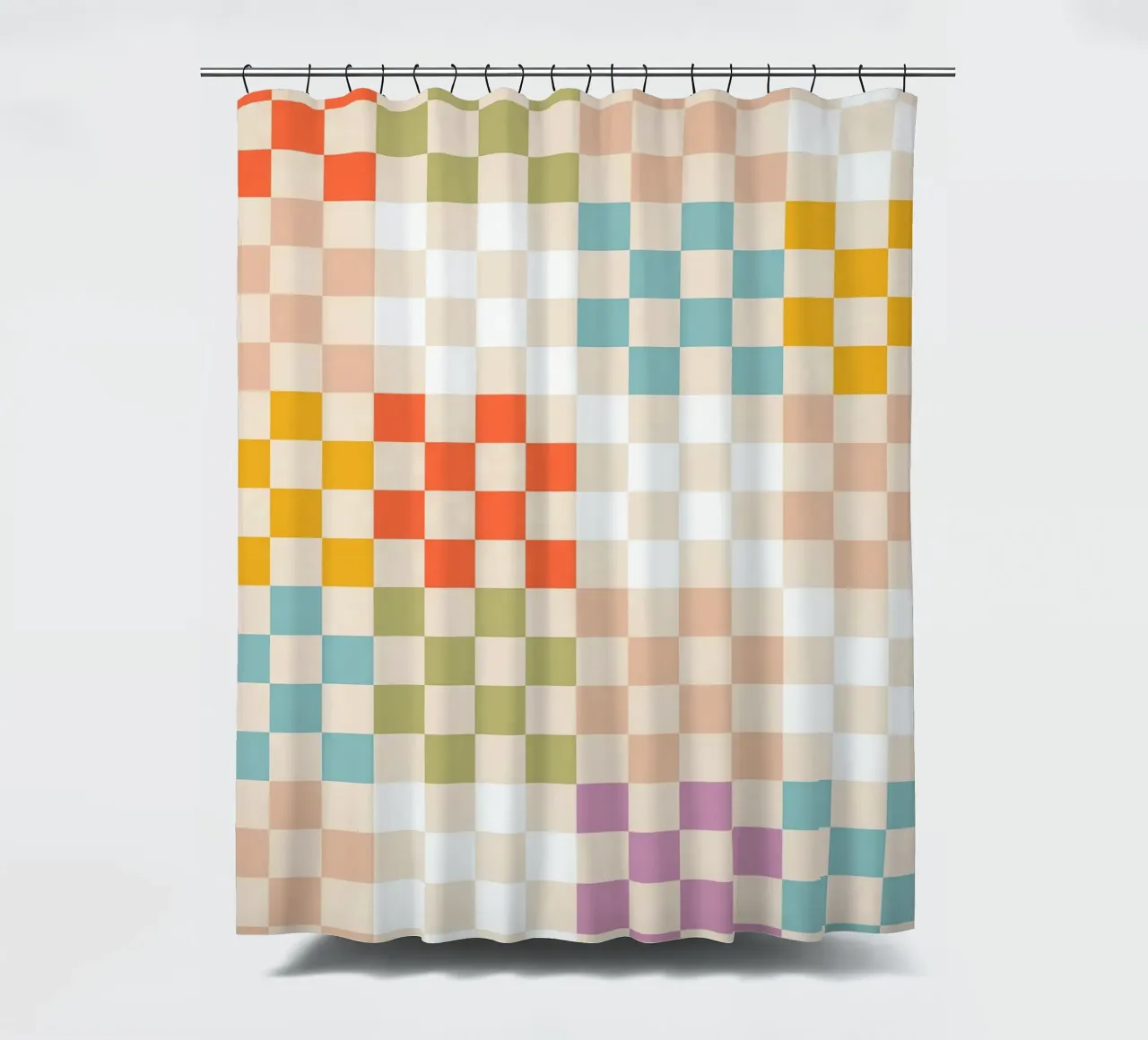 Retro Summer Check Patchwork Pattern Duschvorhang von Dominique Vari Abstract