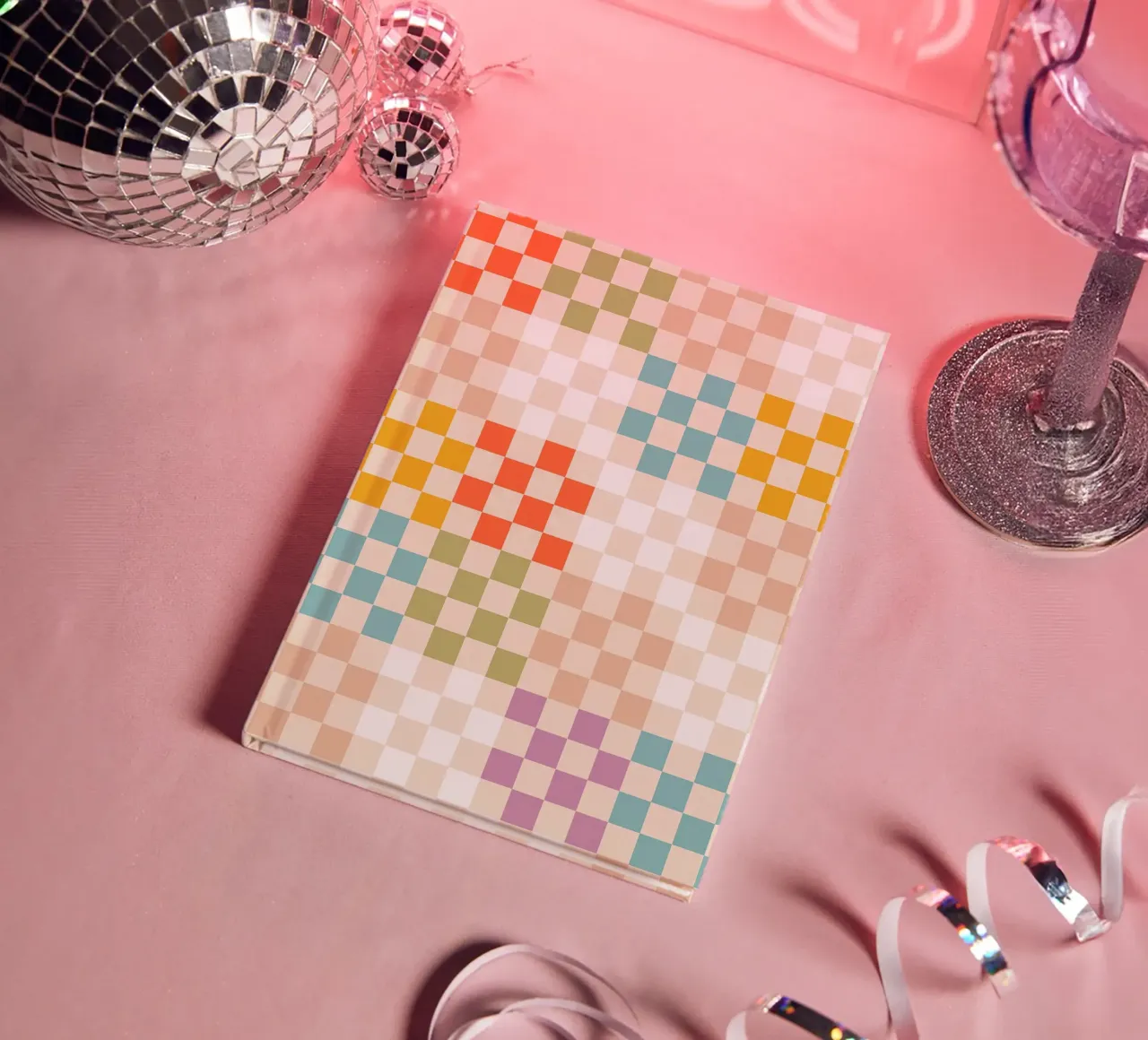 Retro Summer Check Patchwork Pattern notebook by Dominique Vari Abstract