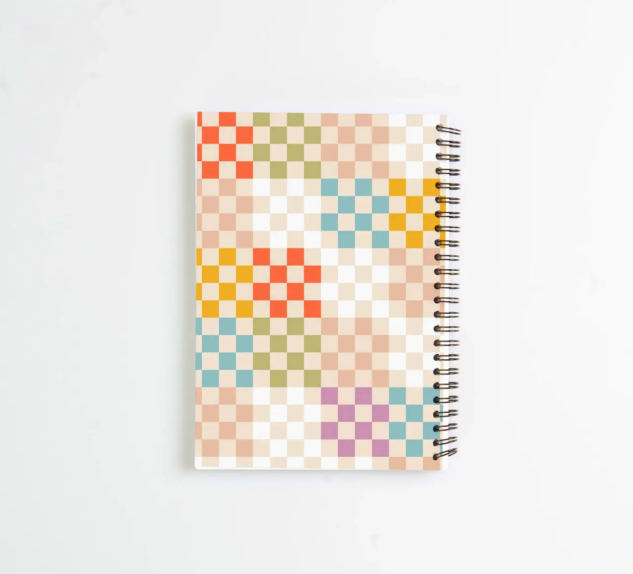 Retro Summer Check Patchwork Pattern spiral notebook by Dominique Vari Abstract