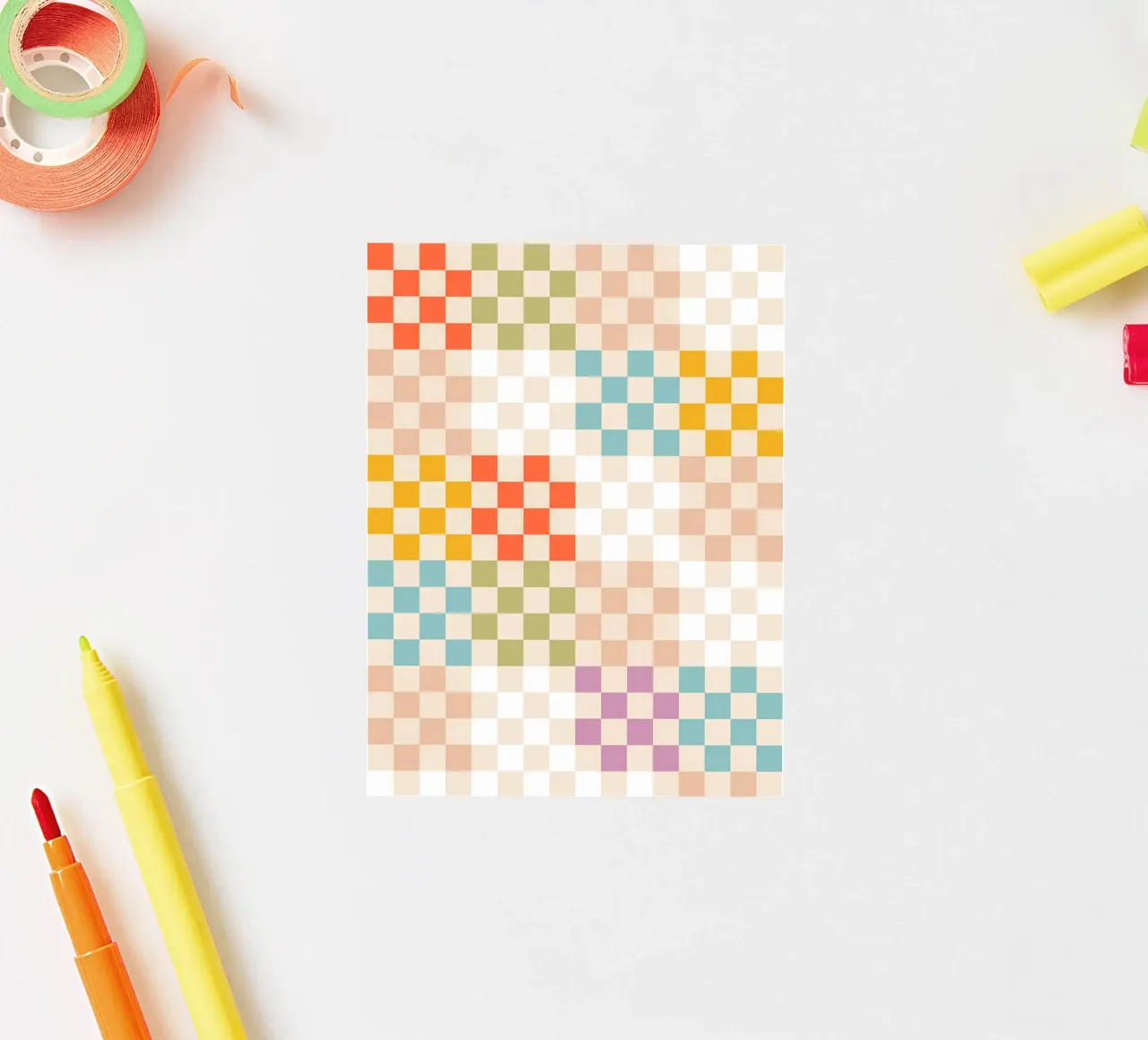 Retro Summer Check Patchwork Pattern sticker by Dominique Vari Abstract