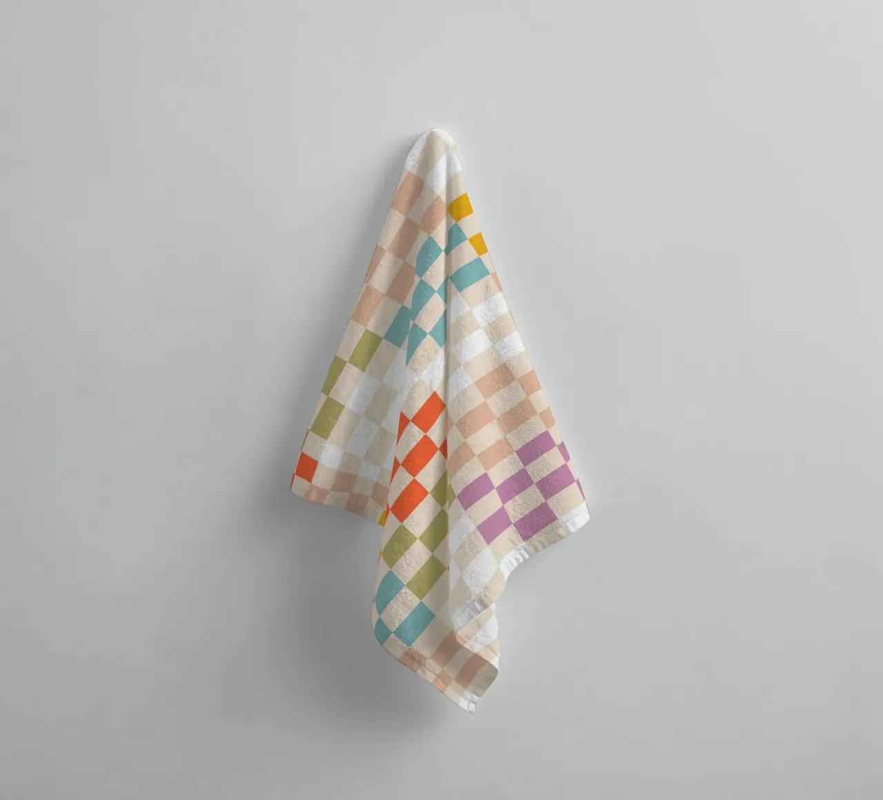 Retro Summer Check Patchwork Pattern towel by Dominique Vari Abstract
