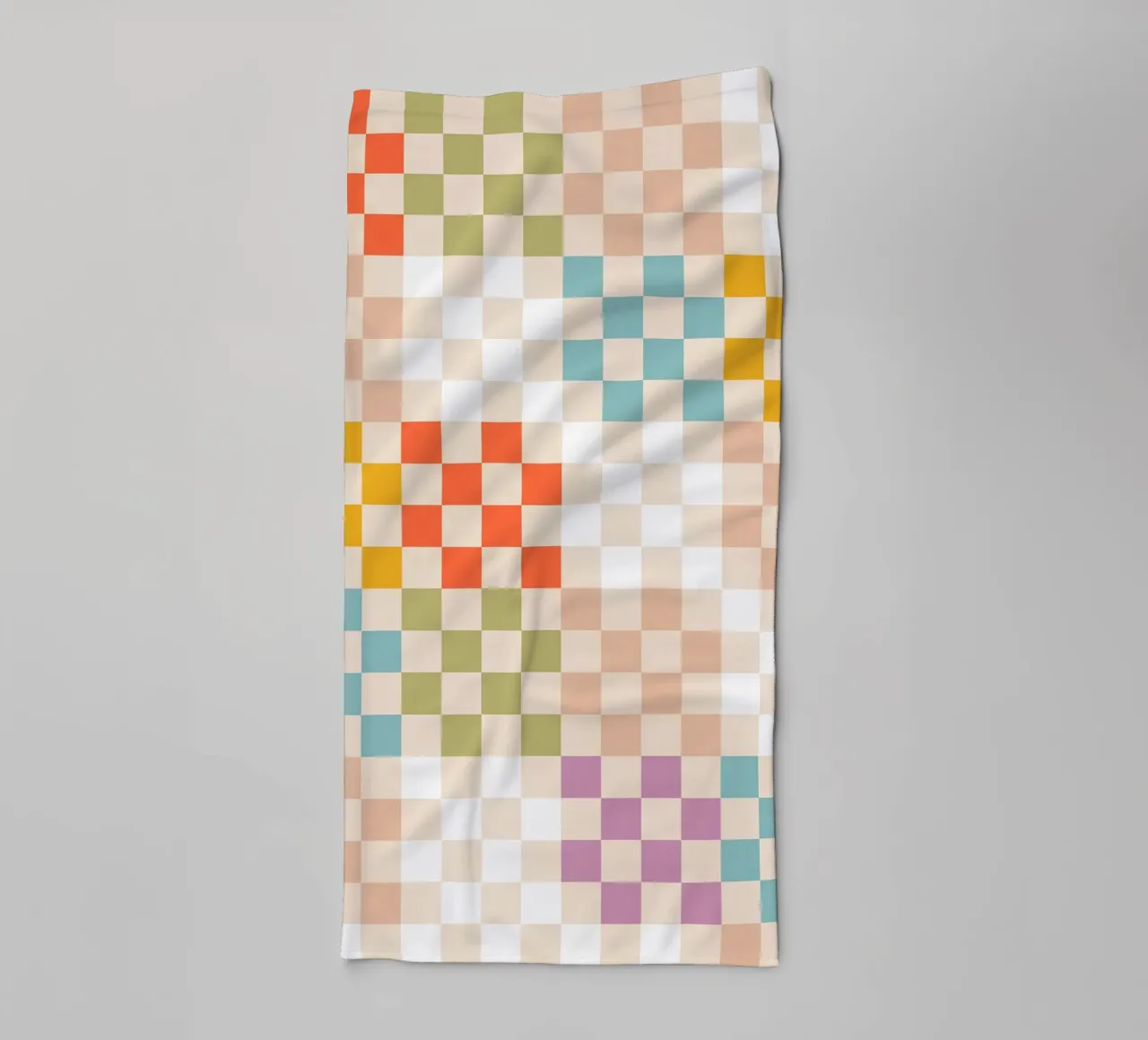 Retro Summer Check Patchwork Pattern towel by Dominique Vari Abstract