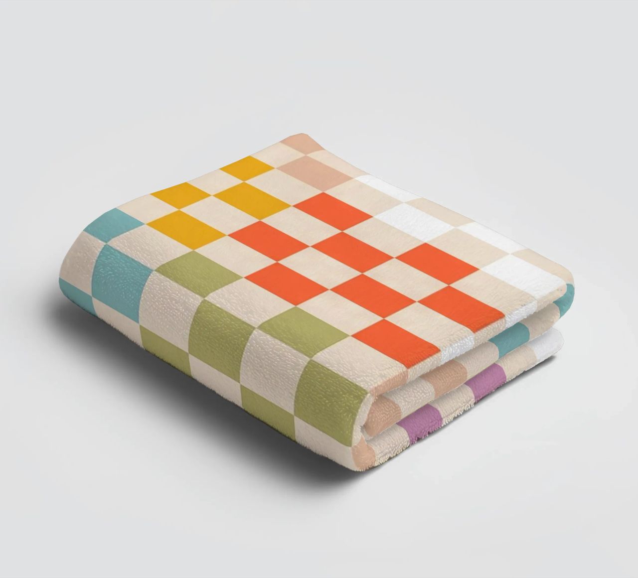 Retro Summer Check Patchwork Pattern towel by Dominique Vari Abstract