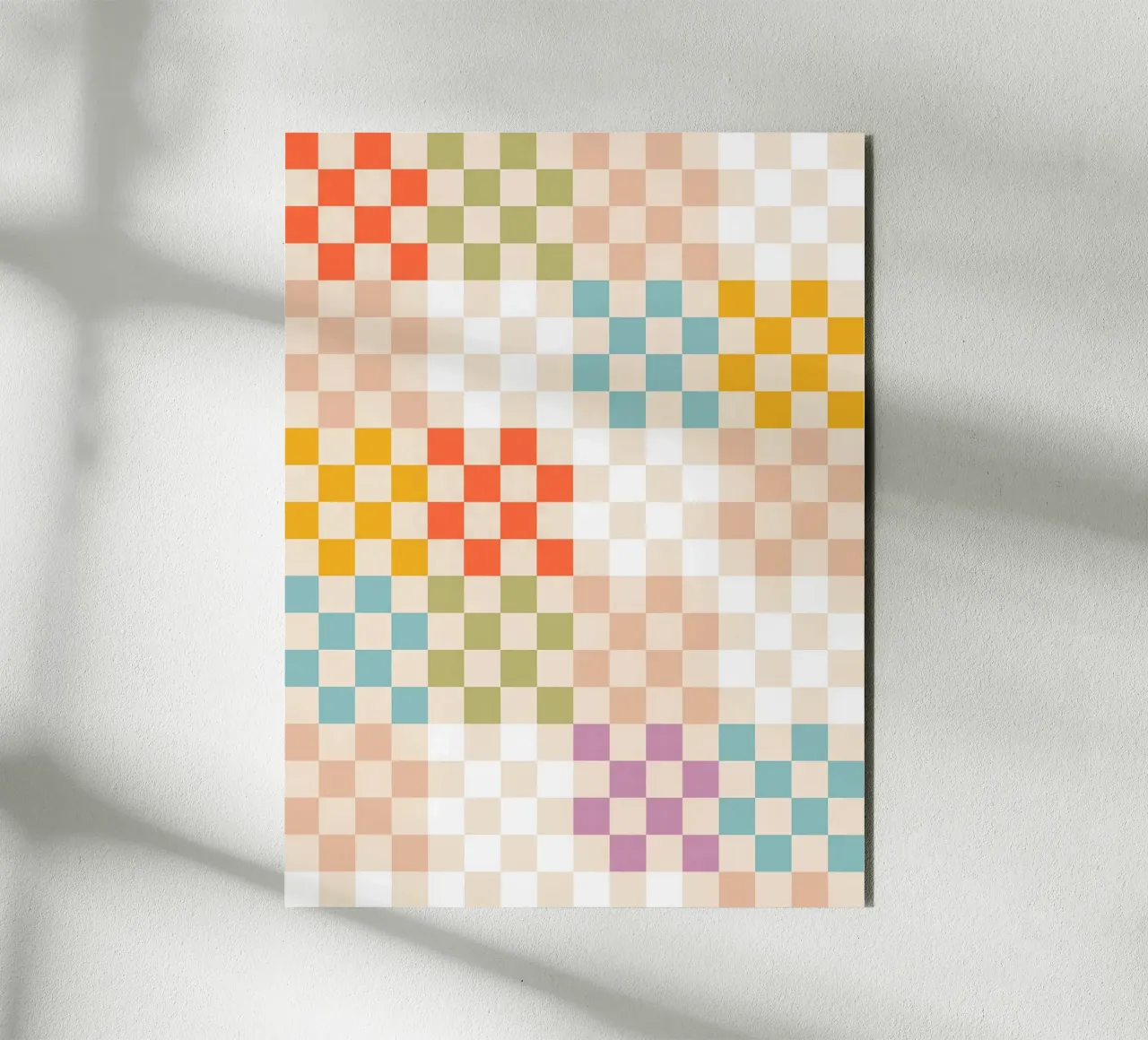 Retro Summer Check Patchwork Pattern alu-dibond by Dominique Vari Abstract