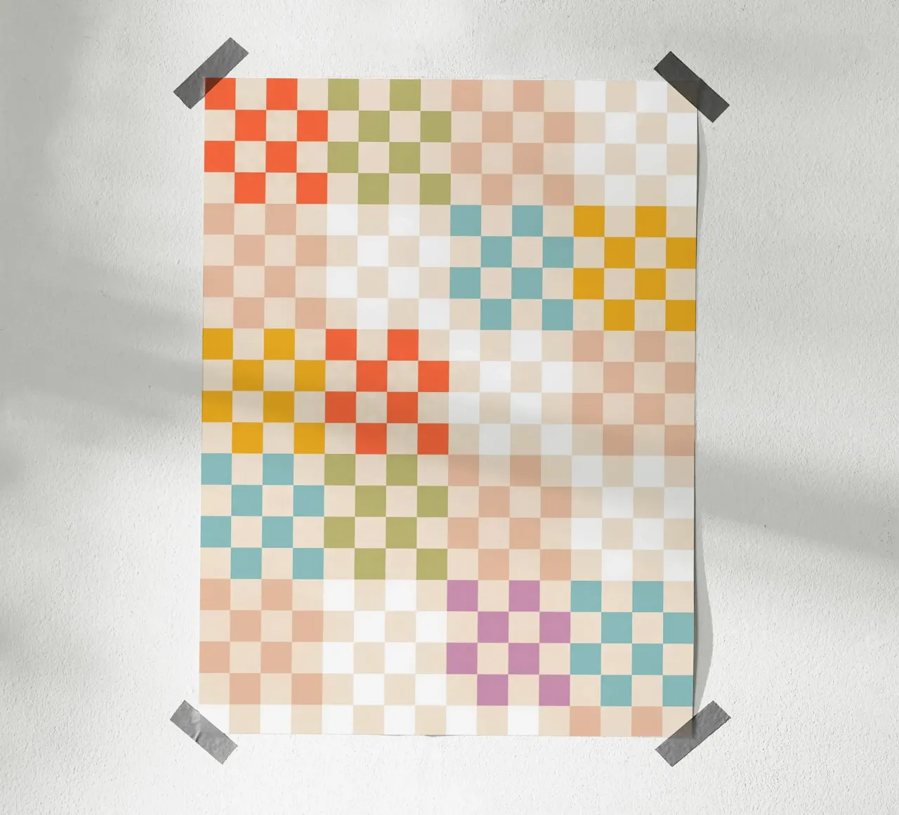 Retro Summer Check Patchwork Pattern poster by Dominique Vari Abstract