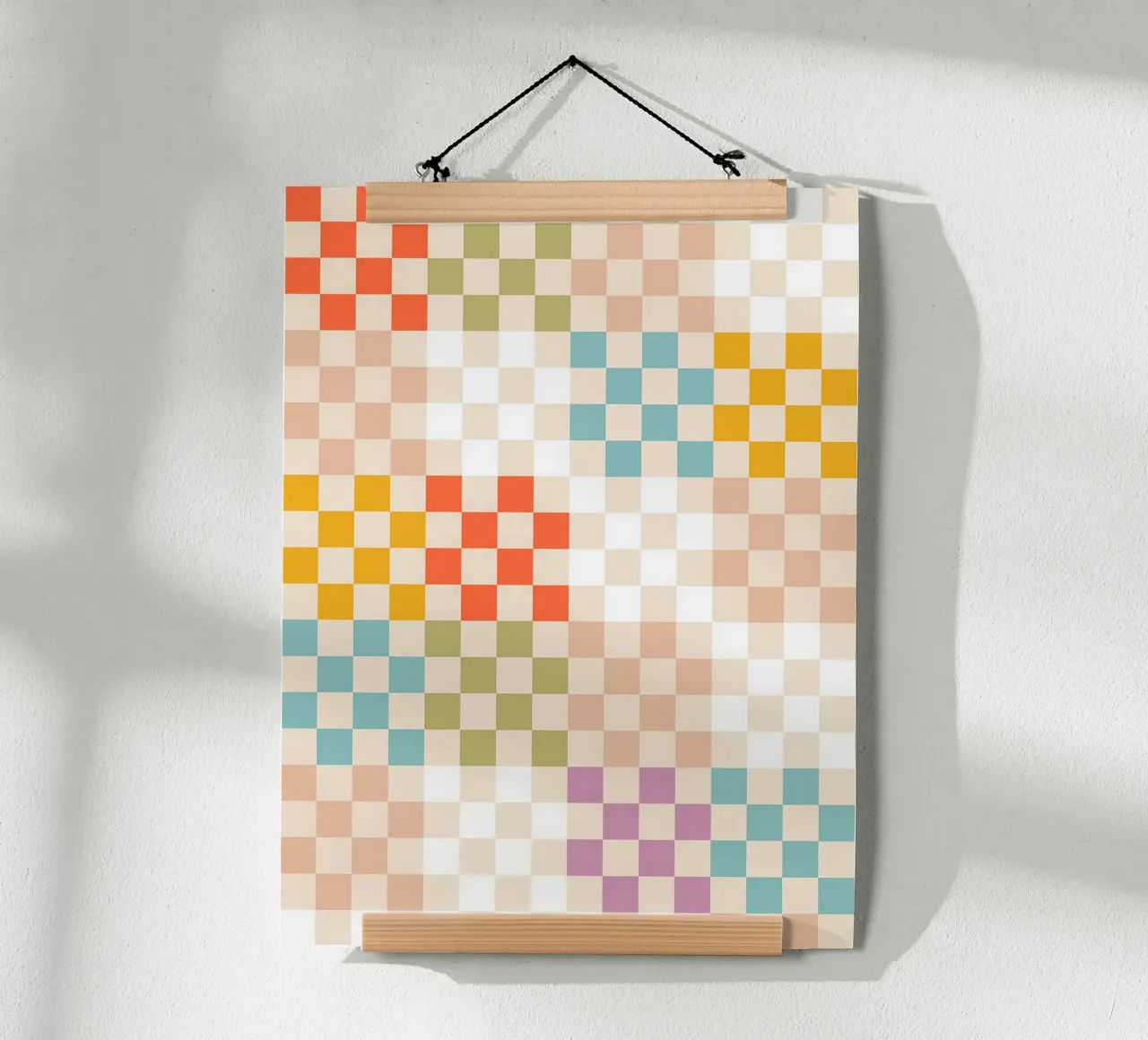 Retro Summer Check Patchwork Pattern poster by Dominique Vari Abstract