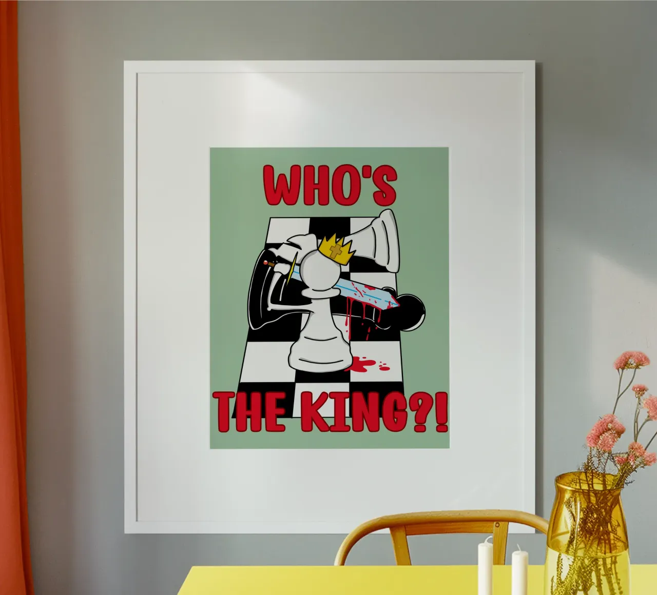 Chi è il re Motivazione scacchistica impavida e divertente poster con telaio in plastica da sillyindustries