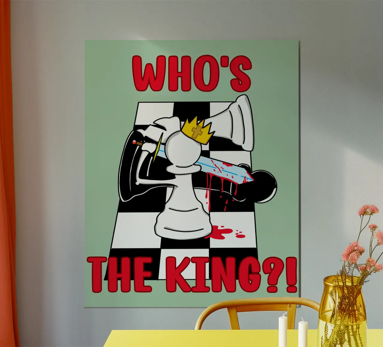 Chi è il re Motivazione scacchistica impavida e divertente poster con telaio in plastica da sillyindustries