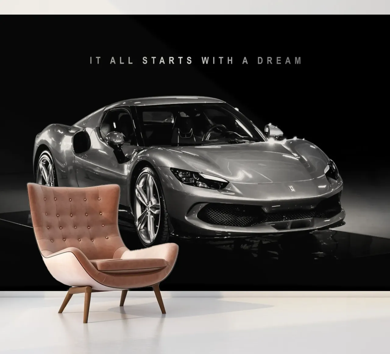 Het begint allemaal met een droom | Motiverende luxe auto fotobehang van Inspirify
