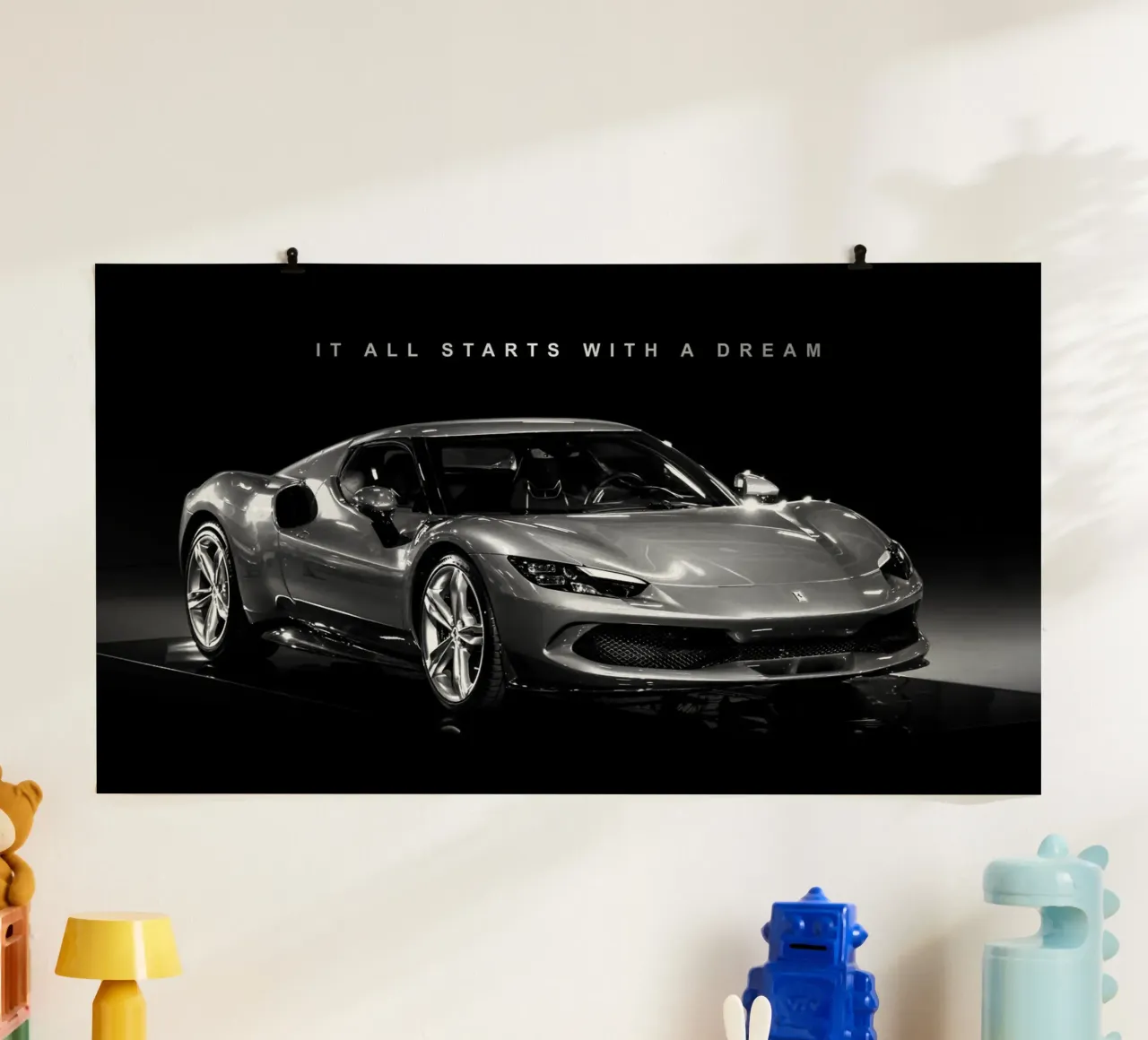 Tutto inizia con un sogno | Auto di lusso motivazionale poster da Inspirify