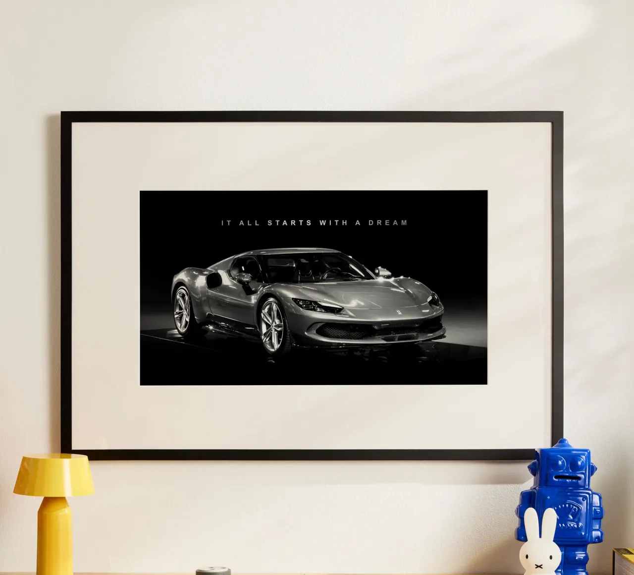 Tutto inizia con un sogno | Auto di lusso motivazionale poster da Inspirify
